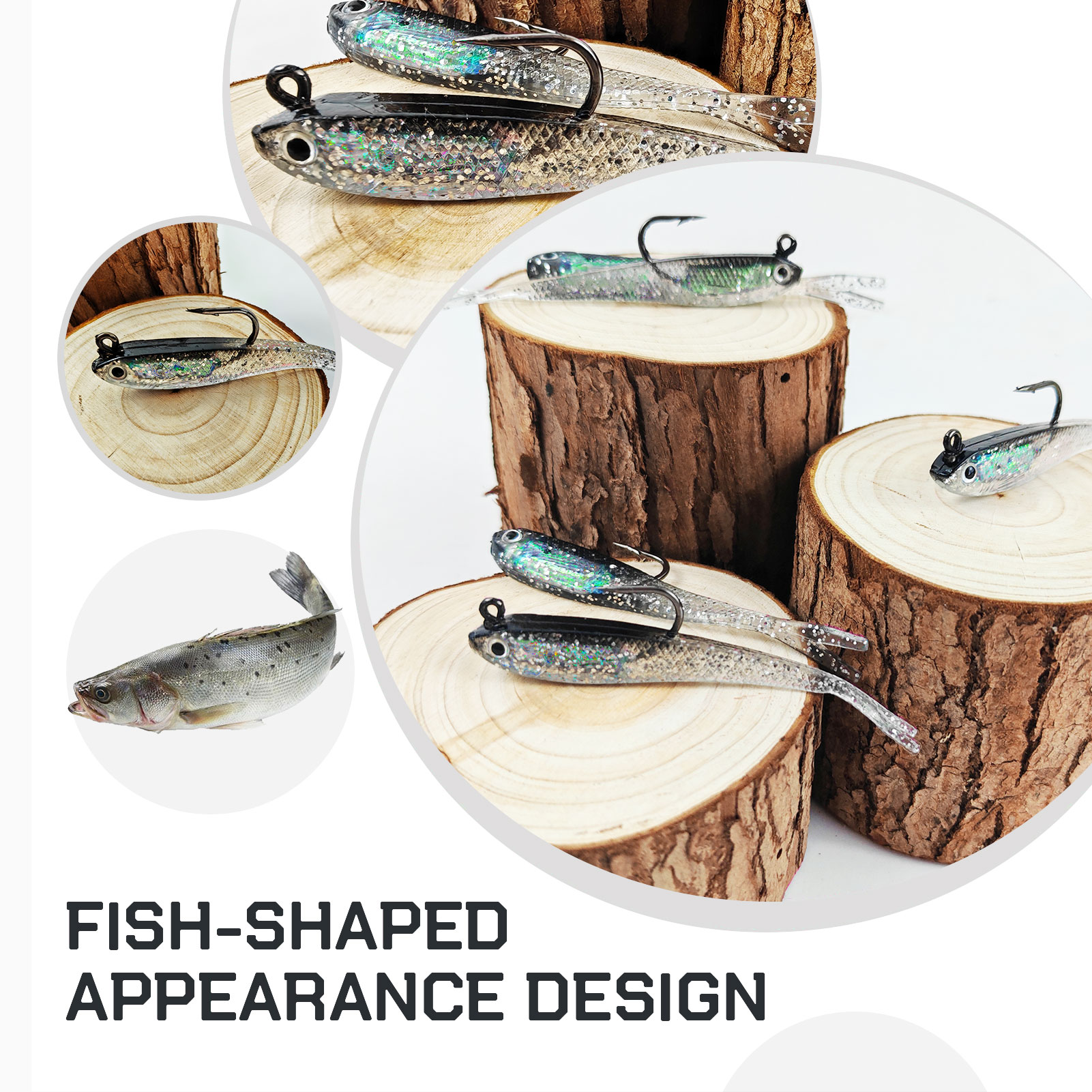 FREE FISHER Fishing Soft Lure with Jig Hook,20pcs Forked Tail Swimbait,Freshwater Saltwater Fishing Bait,3in 0.2oz Weedless Lure 