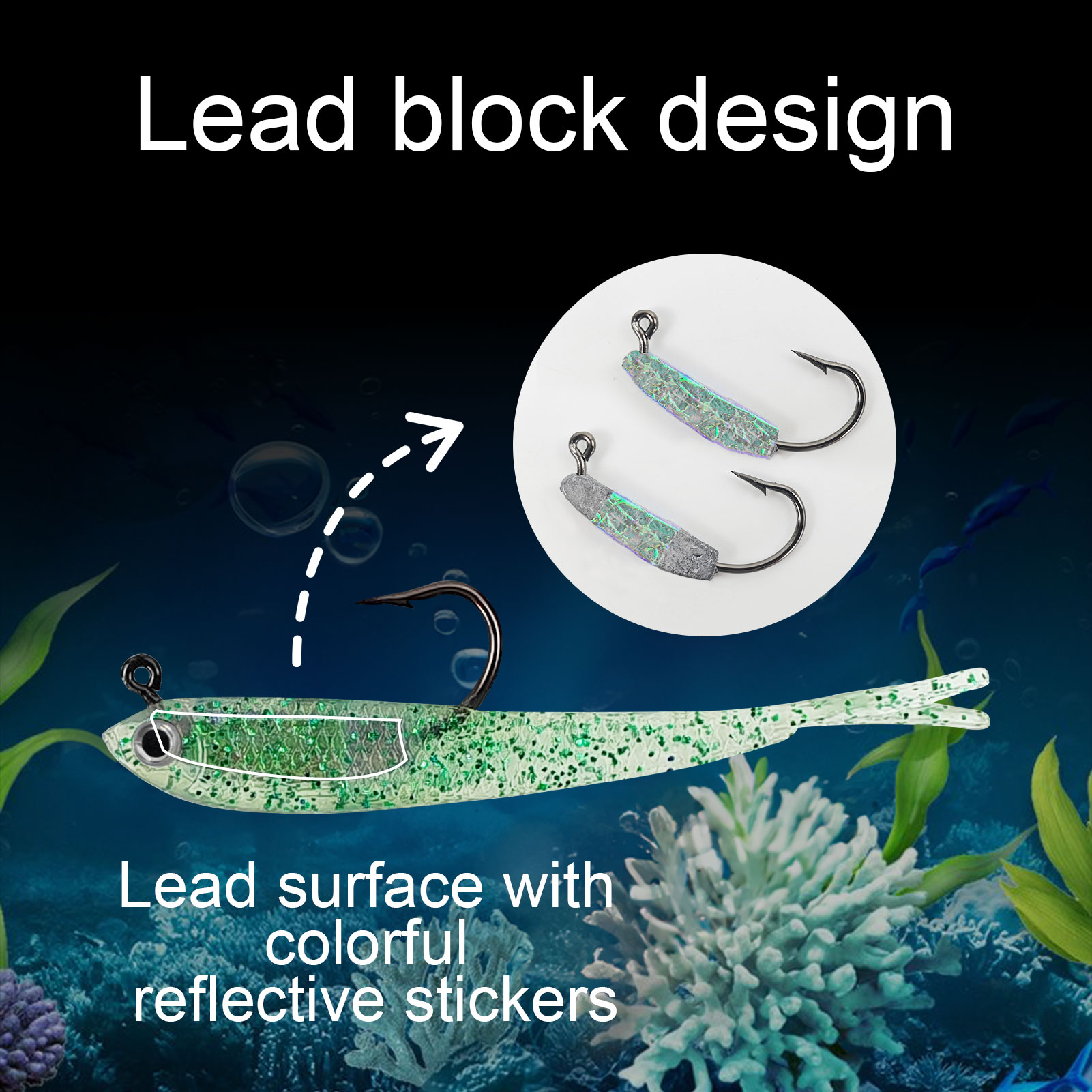 FREE FISHER Fishing Soft Lure with Jig Hook,Forked Tail Swimbait,Freshwater Saltwater Fishing Bait,3in 0.2oz/7.5cm 5.8g Weedless Lure 