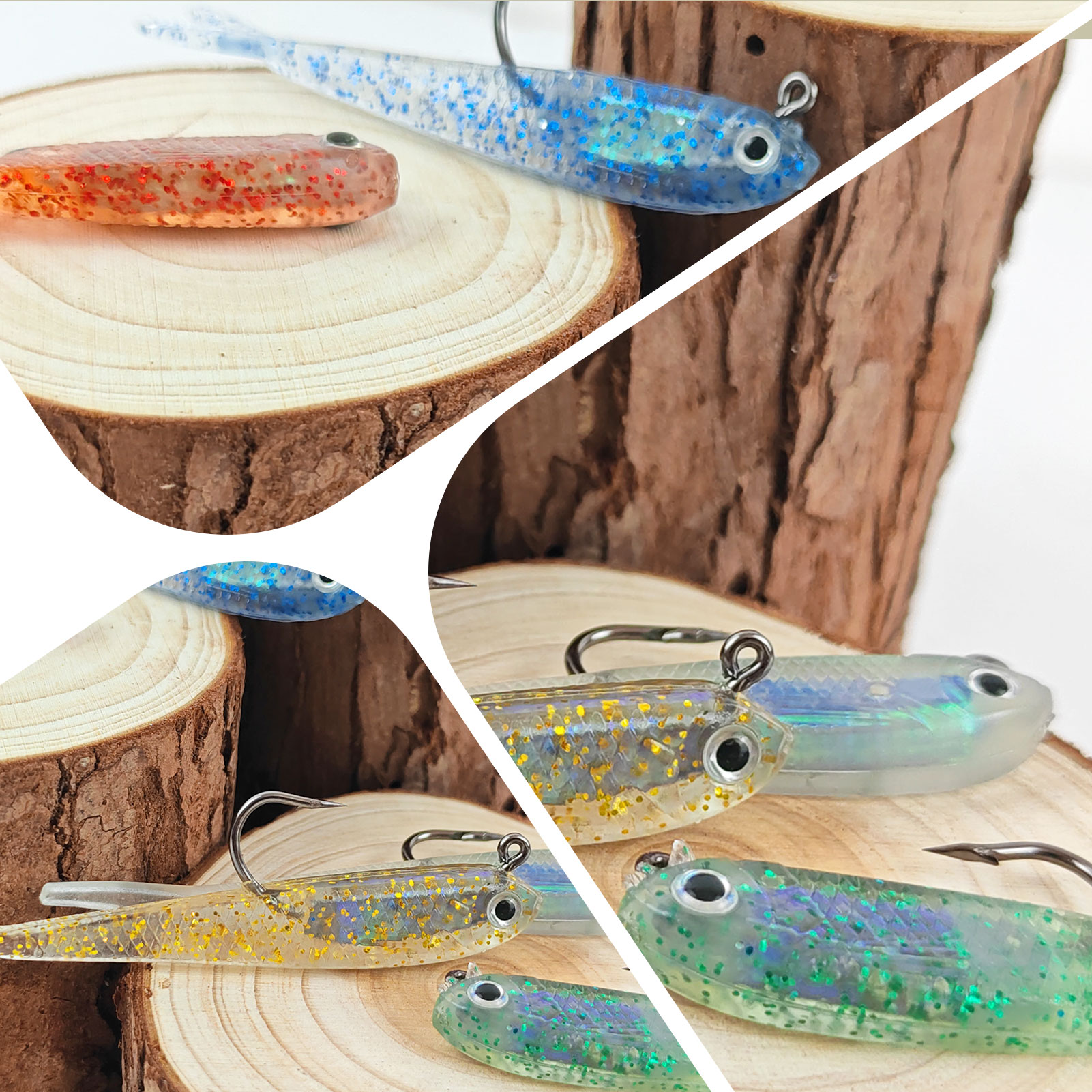 FREE FISHER Fishing Soft Lure with Jig Hook,Forked Tail Swimbait,Freshwater Saltwater Fishing Bait,3in 0.2oz/7.5cm 5.8g Weedless Lure 