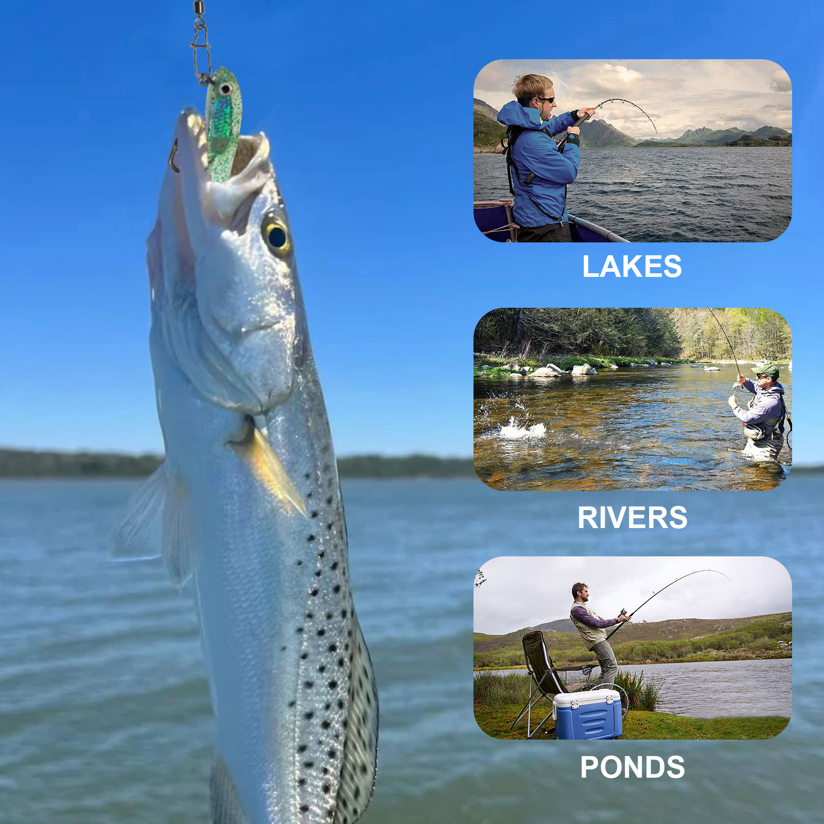 FREE FISHER Fishing Soft Lure with Jig Hook,Forked Tail Swimbait,Freshwater Saltwater Fishing Bait,3in 0.2oz/7.5cm 5.8g Weedless Lure 