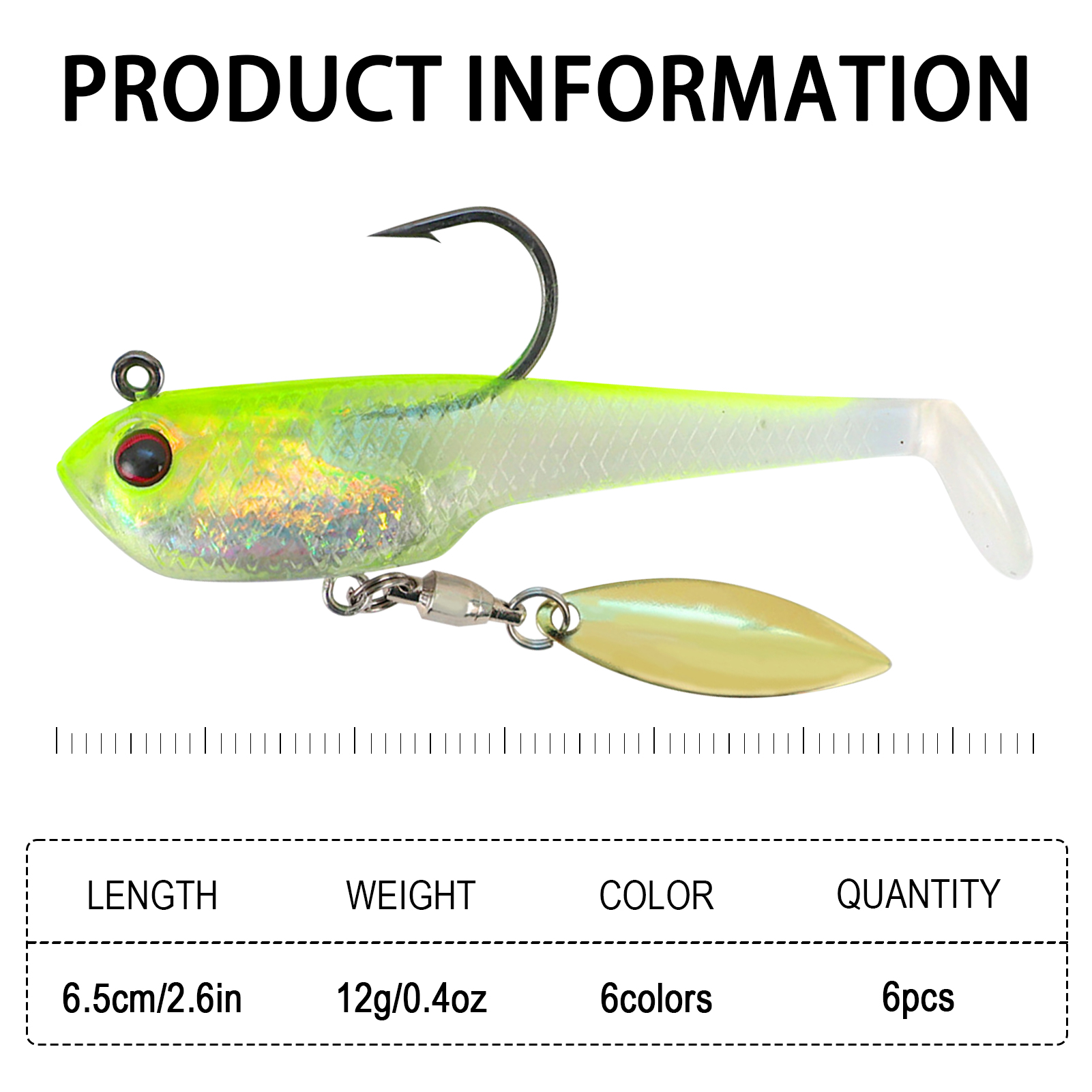 FREE FISHER Wobblers Swimbait for Trout Bass,Spinner Fish Soft Baits,6.5cm/12g Spoon Sequins Jig Head Artificial Lures 7cm/17.7g