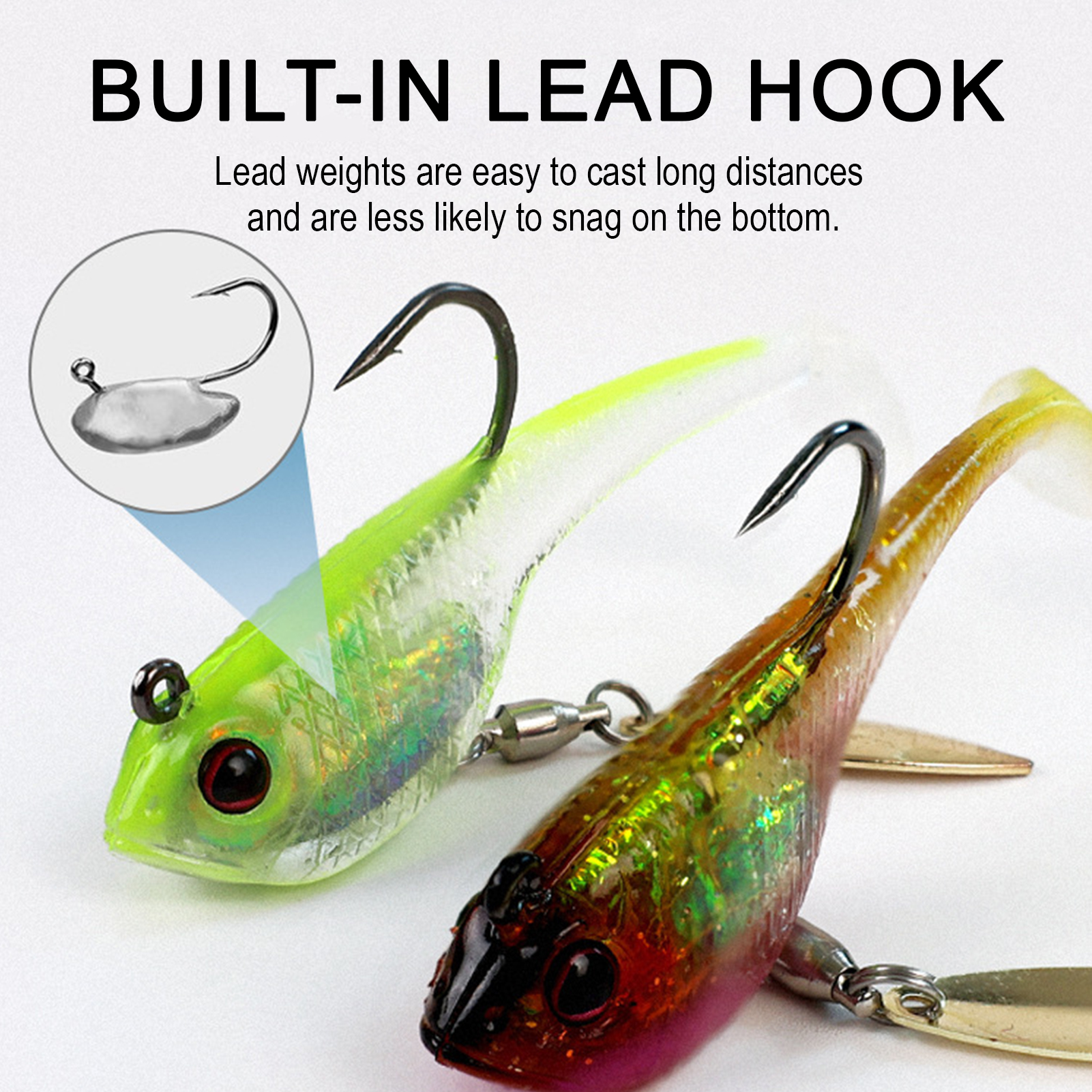 FREE FISHER Wobblers Swimbait for Trout Bass,Spinner Fish Soft Baits,6.5cm/12g Spoon Sequins Jig Head Artificial Lures 7cm/17.7g