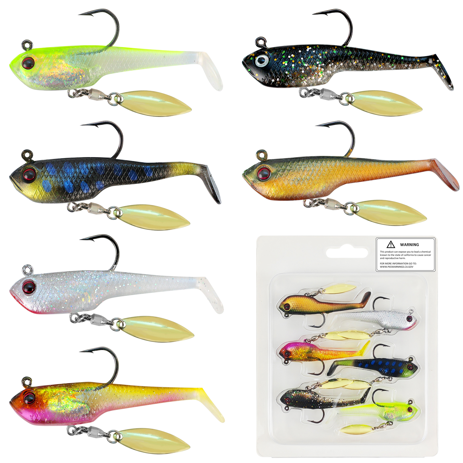 FREE FISHER Wobblers Swimbait for Trout Bass,Spinner Fish Soft Baits,6.5cm/12g Spoon Sequins Jig Head Artificial Lures 7cm/17.7g