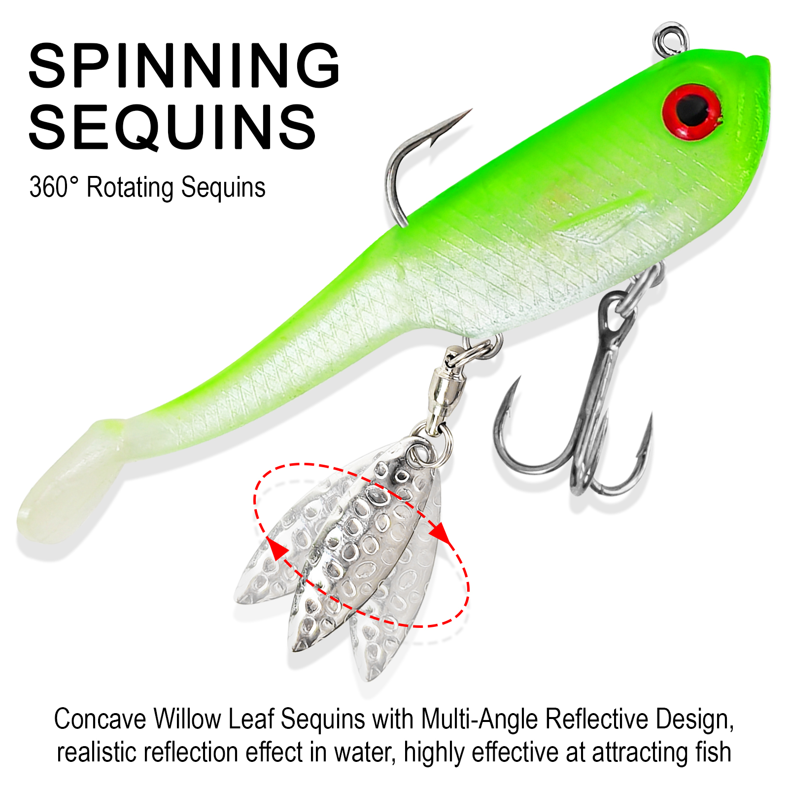 FREE FISHER Wobblers Swimbait for Trout Bass,Spinner Fish Soft Baits,6.5cm/12g Spoon Sequins Jig Head Artificial Lures 7cm/17.7g