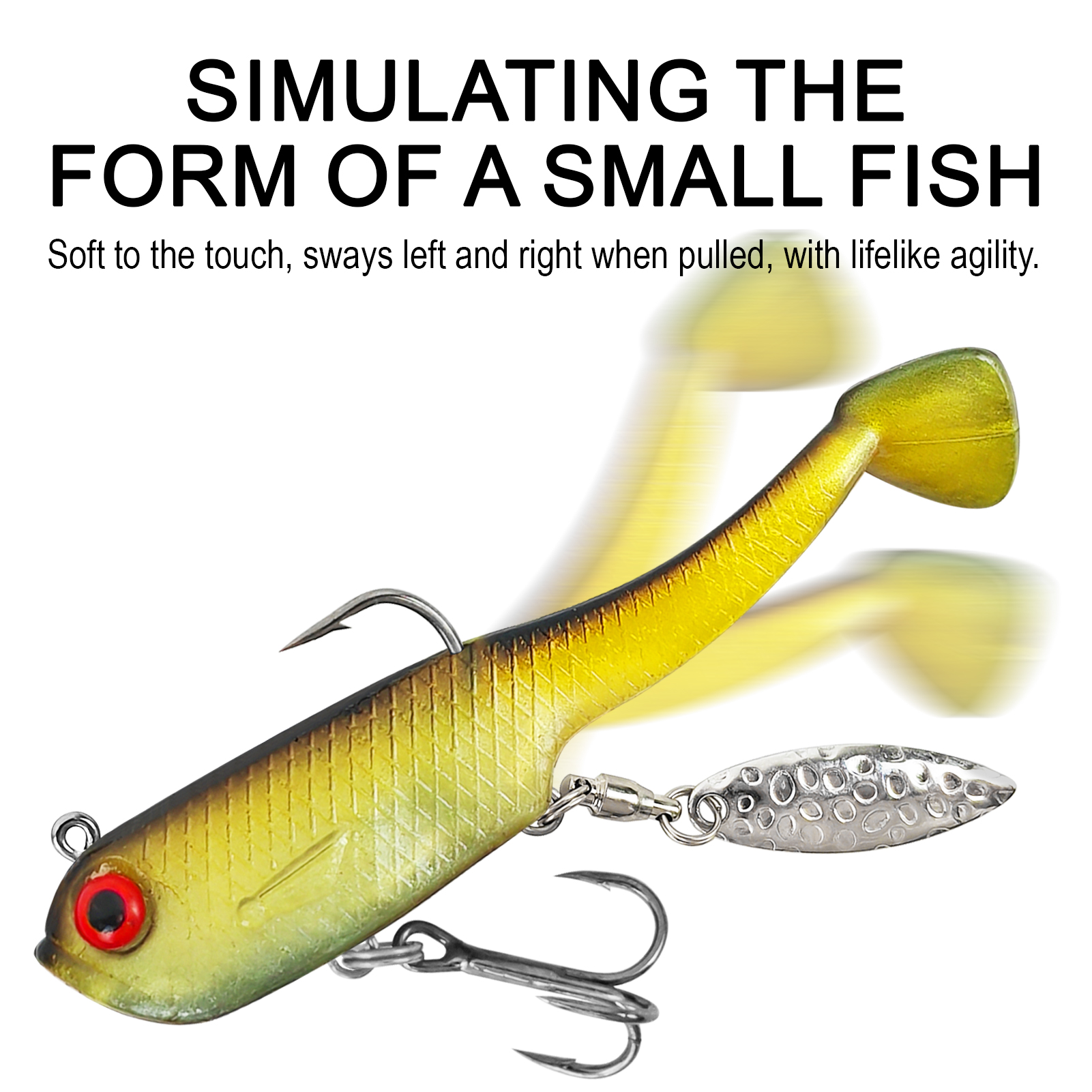 FREE FISHER Wobblers Swimbait for Trout Bass,Spinner Fish Soft Baits,6.5cm/12g Spoon Sequins Jig Head Artificial Lures 7cm/17.7g