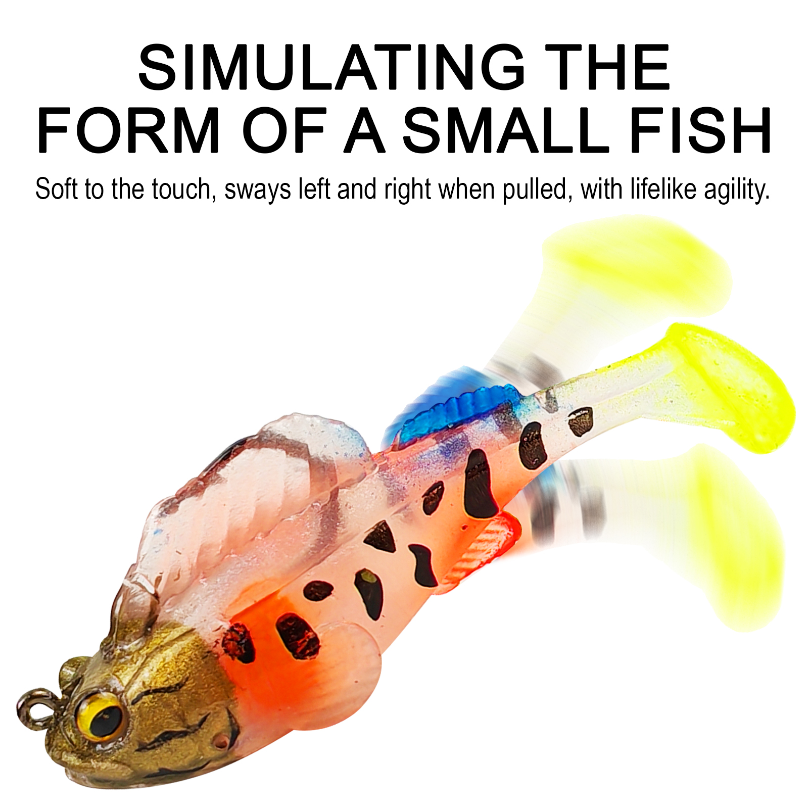 FREE FISHER 6pcs/Lot Weedless Soft Fishing Lures,5.5cm 10g/8cm 20g Pre-Rigged Paddle Tail Swimbaits,Jig Head Bait for Bass Trout Walleye