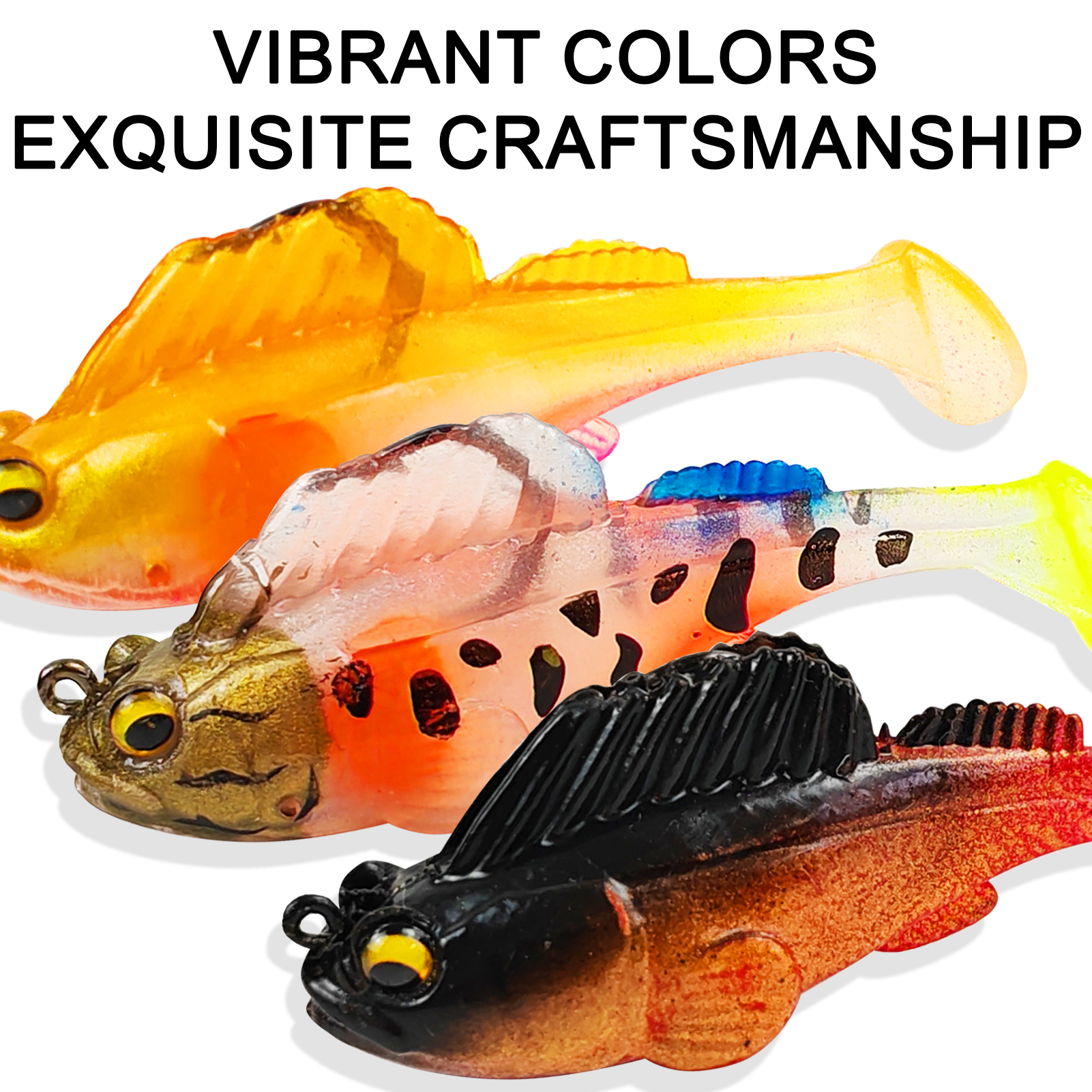 FREE FISHER 6pcs/Lot Weedless Soft Fishing Lures,5.5cm 10g/8cm 20g Pre-Rigged Paddle Tail Swimbaits,Jig Head Bait for Bass Trout Walleye