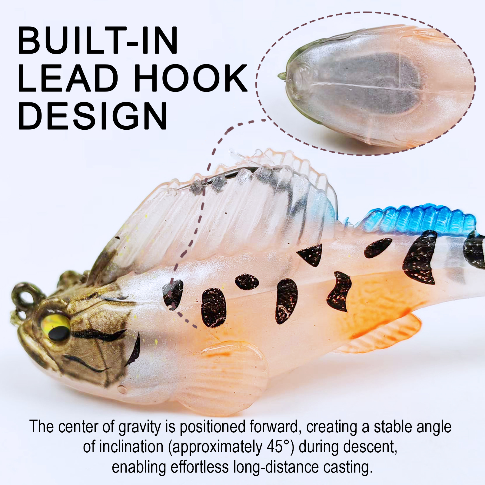 FREE FISHER 6pcs/Lot Weedless Soft Fishing Lures,5.5cm 10g/8cm 20g Pre-Rigged Paddle Tail Swimbaits,Jig Head Bait for Bass Trout Walleye