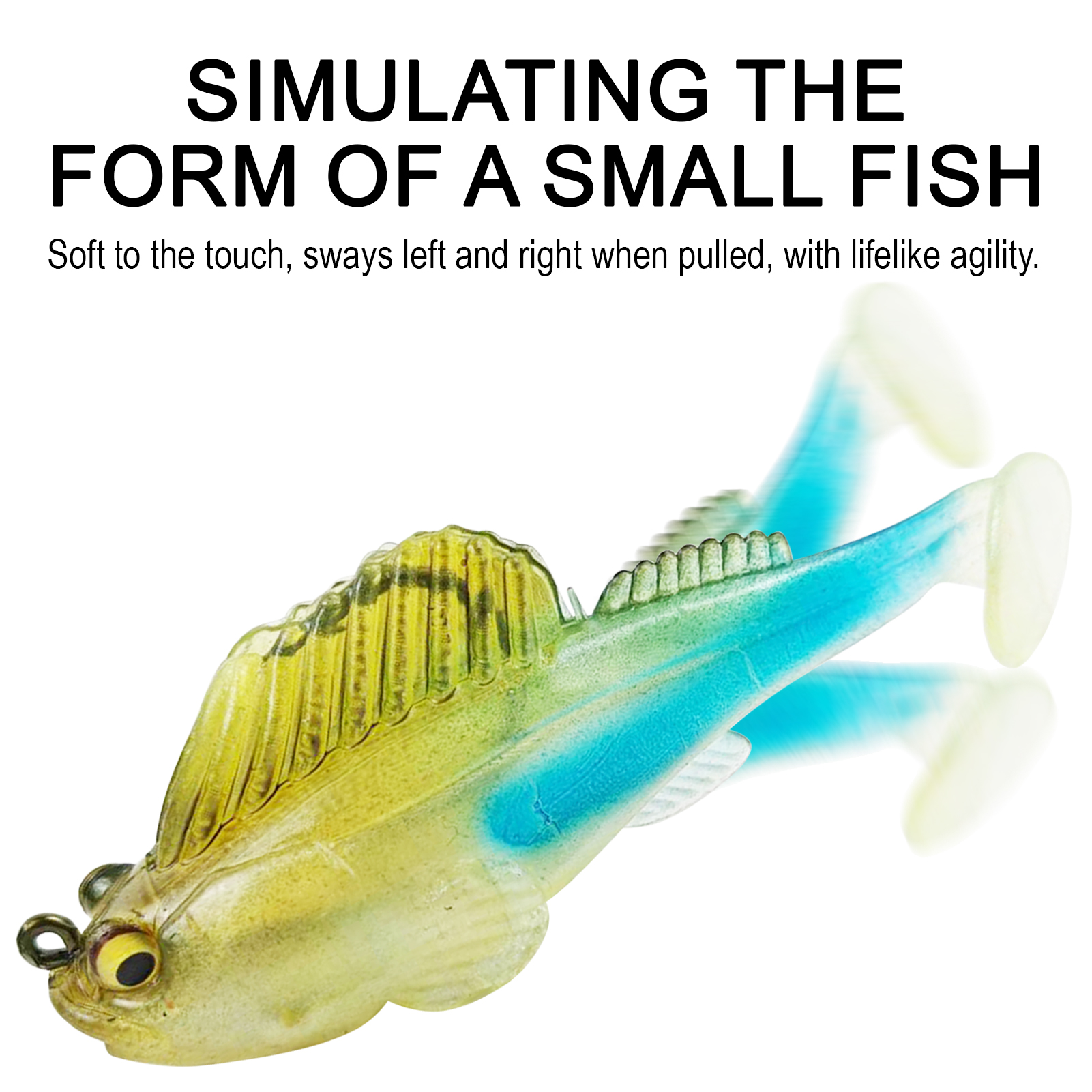 FREE FISHER 6pcs/Lot Weedless Soft Fishing Lures,5.5cm 10g/8cm 20g Pre-Rigged Paddle Tail Swimbaits,Jig Head Bait for Bass Trout Walleye