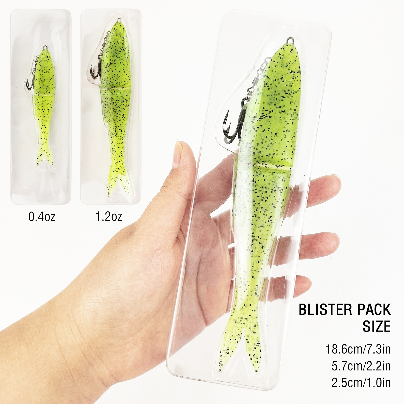 FREE FISHER 2pcs/Lot Soft Glide Baits,Bass Fishing 12cm 11g/17cm 35g Lures with Hook,3D Fisheyes Jointed Swimbaits for Saltwater 