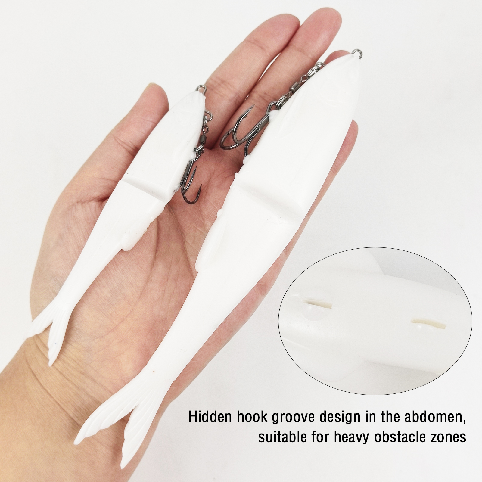 FREE FISHER 2pcs/Lot Soft Glide Baits,Bass Fishing 12cm 11g/17cm 35g Lures with Hook,3D Fisheyes Jointed Swimbaits for Saltwater 