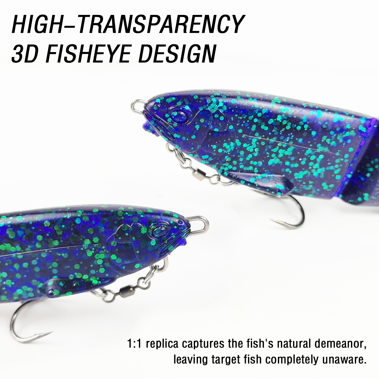 FREE FISHER 2pcs/Lot Soft Glide Baits,Bass Fishing 12cm 11g/17cm 35g Lures with Hook,3D Fisheyes Jointed Swimbaits for Saltwater 