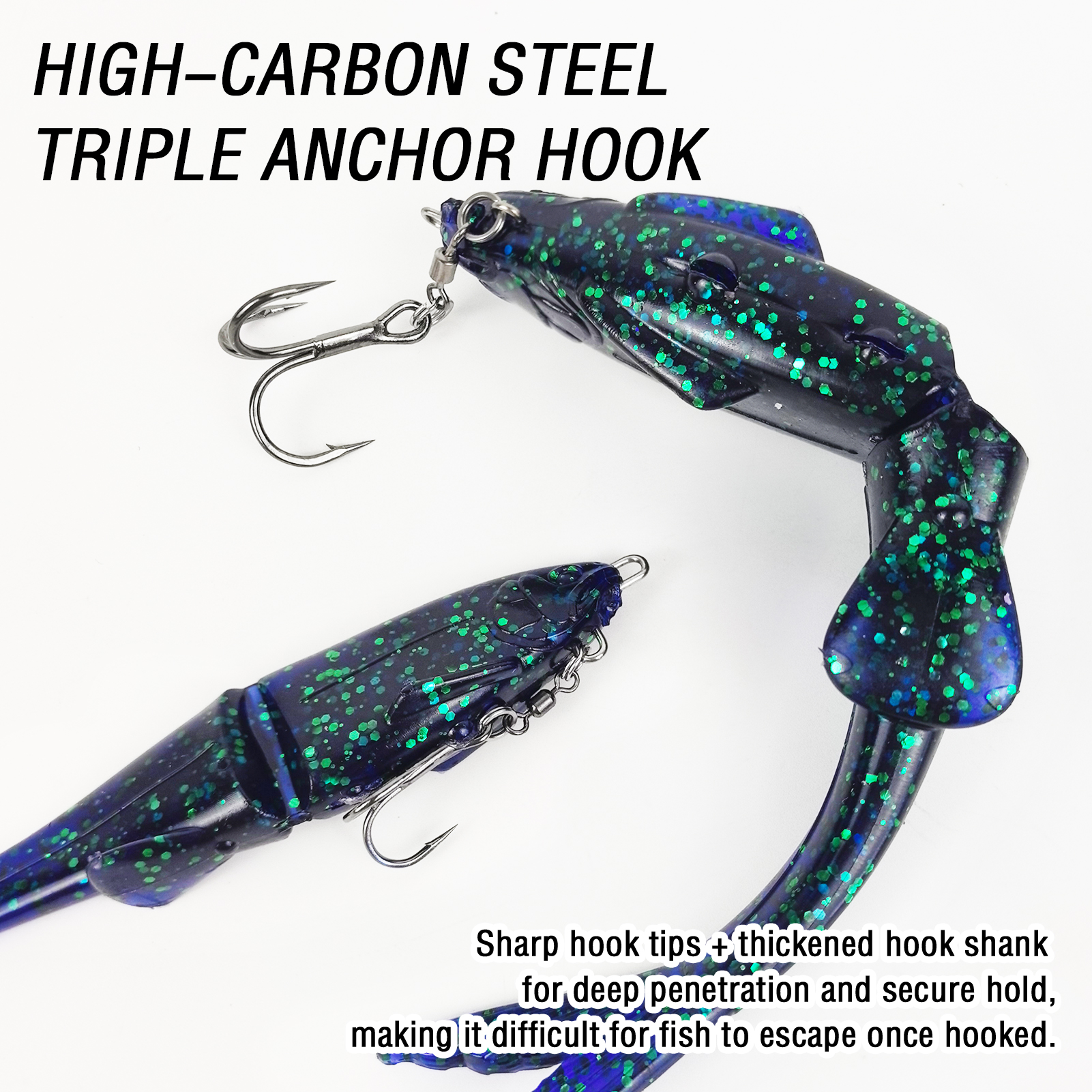 FREE FISHER 2pcs/Lot Soft Glide Baits,Bass Fishing 12cm 11g/17cm 35g Lures with Hook,3D Fisheyes Jointed Swimbaits for Saltwater 