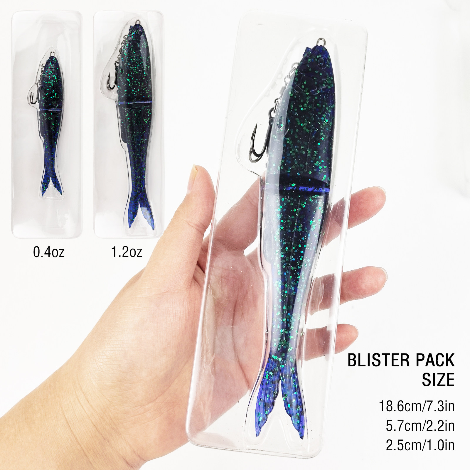 FREE FISHER 2pcs/Lot Soft Glide Baits,Bass Fishing 12cm 11g/17cm 35g Lures with Hook,3D Fisheyes Jointed Swimbaits for Saltwater 
