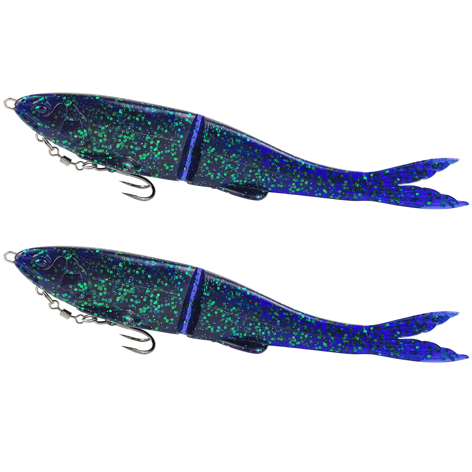 FREE FISHER 2pcs/Lot Soft Glide Baits,Bass Fishing 12cm 11g/17cm 35g Lures with Hook,3D Fisheyes Jointed Swimbaits for Saltwater 