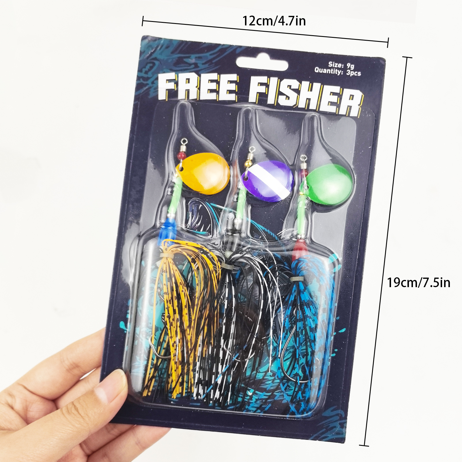 FREE FISHRE 3pcs/Lot Fishing Spinnerbaits,11cm 9g Single Hook Inline Spinners,Sinker Weights Trout Trolling Lures for Bass Pike 