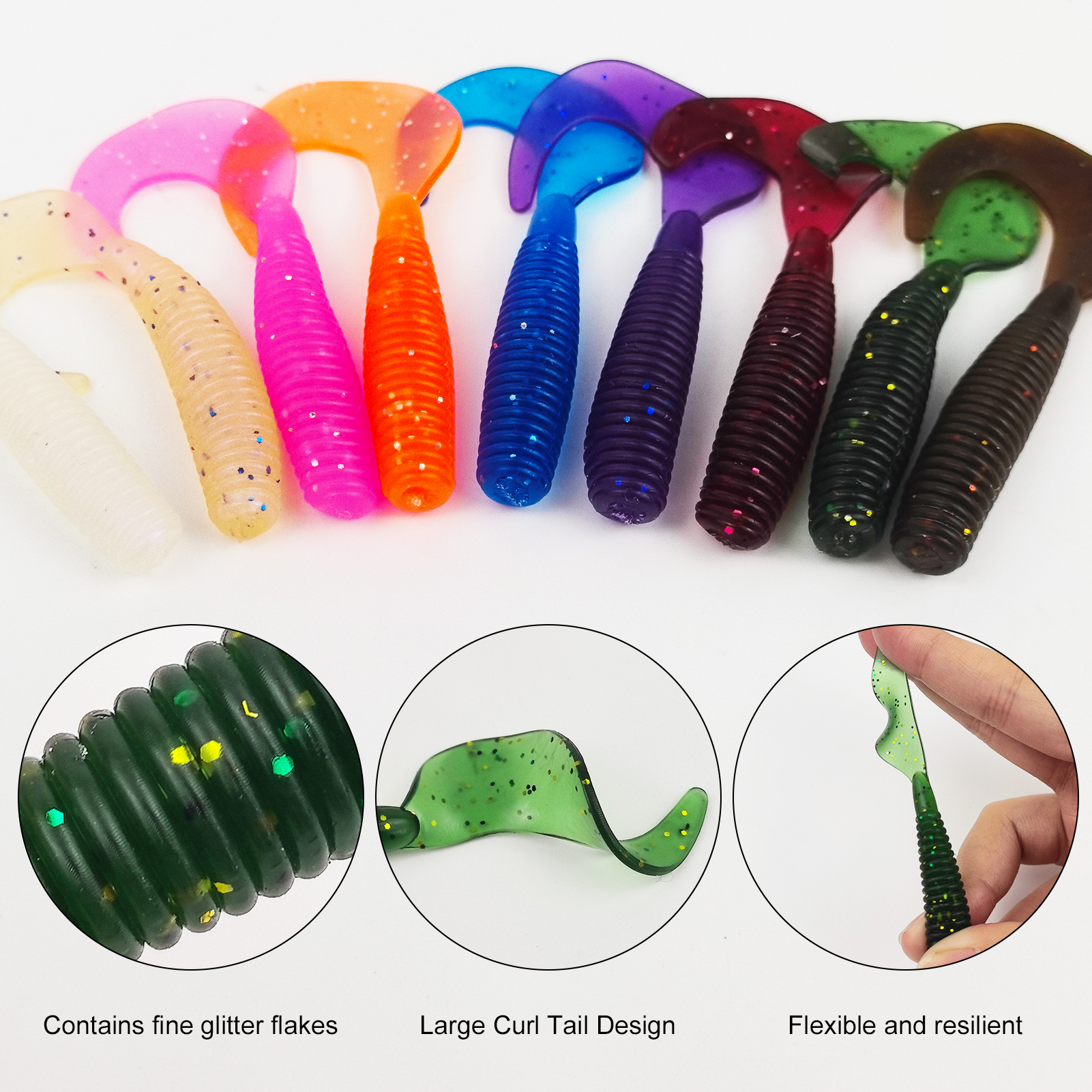 FREE FISHRE 15pcs/Box Fishing Spinnerbaits with Worm Lures,11cm 9g Skirts Inline Spinners,6.8cm 3.5g Soft Curly-Tail Grub Baits 