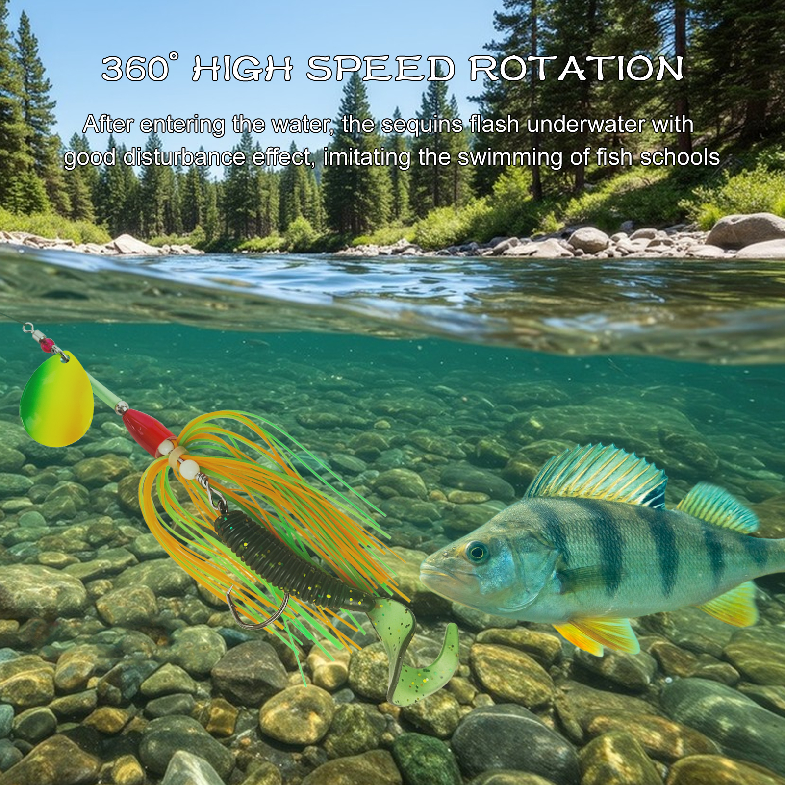 FREE FISHRE 15pcs/Box Fishing Spinnerbaits with Worm Lures,11cm 9g Skirts Inline Spinners,6.8cm 3.5g Soft Curly-Tail Grub Baits 