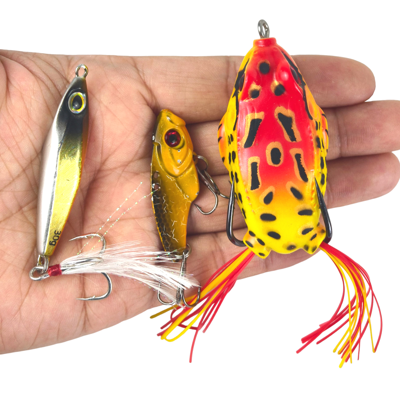 FREE FISHER Reds for Spring,Fishing Quality Lures Kit,22pcs/Box Crankbaits Soft Worm,Blade Spinnerbaits,Frogs Jig Head Buzz Bait 