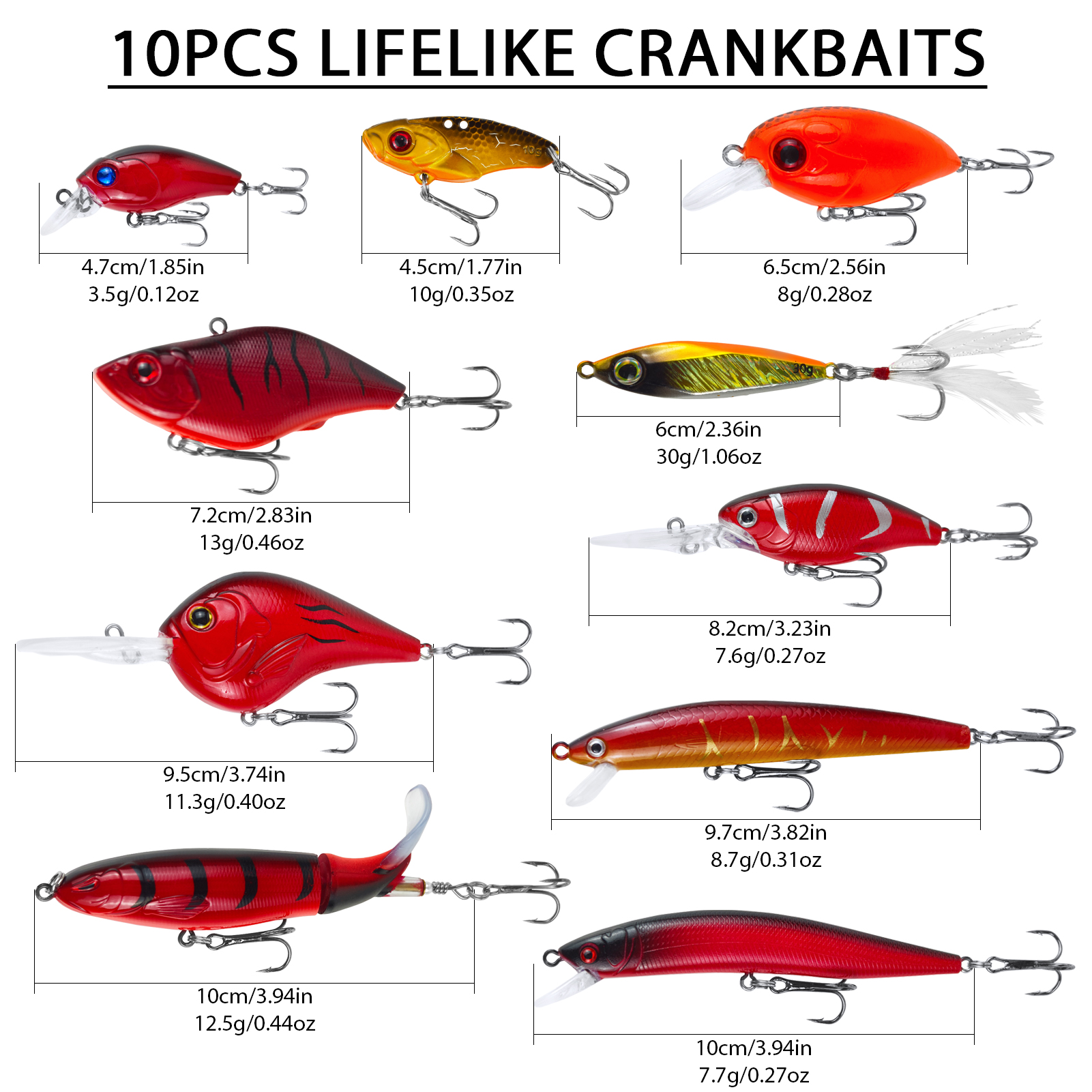 FREE FISHER Reds for Spring,Fishing Quality Lures Kit,22pcs/Box Crankbaits Soft Worm,Blade Spinnerbaits,Frogs Jig Head Buzz Bait 