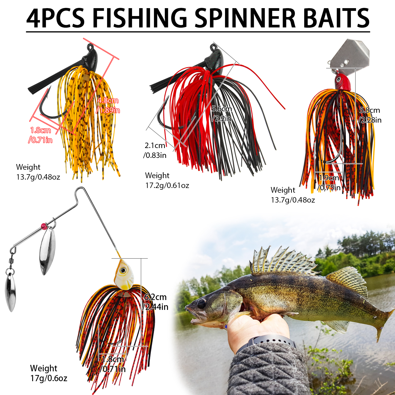 FREE FISHER Reds for Spring,Fishing Quality Lures Kit,22pcs/Box Crankbaits Soft Worm,Blade Spinnerbaits,Frogs Jig Head Buzz Bait 