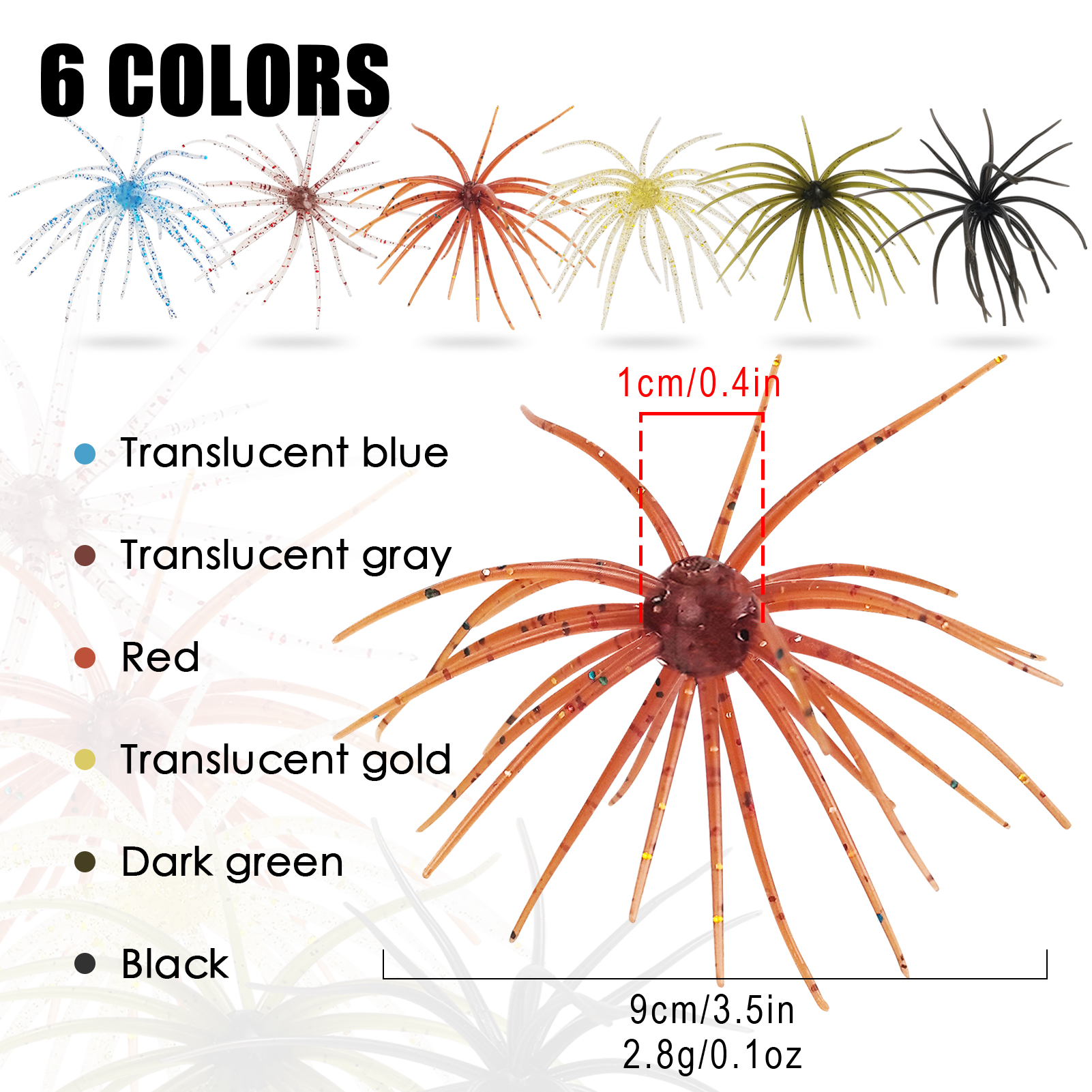 FREE FISHER Sea Urchin Bait with JIG Head Hooks Kit,9cm 2.8g Fishing Soft Creature Lures,Fishing Weights Crackhook Swimbaits Set