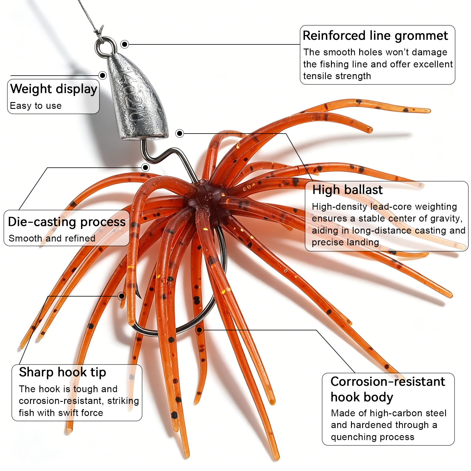FREE FISHER Sea Urchin Bait with JIG Head Hooks Kit,9cm 2.8g Fishing Soft Creature Lures,Fishing Weights Crackhook Swimbaits Set