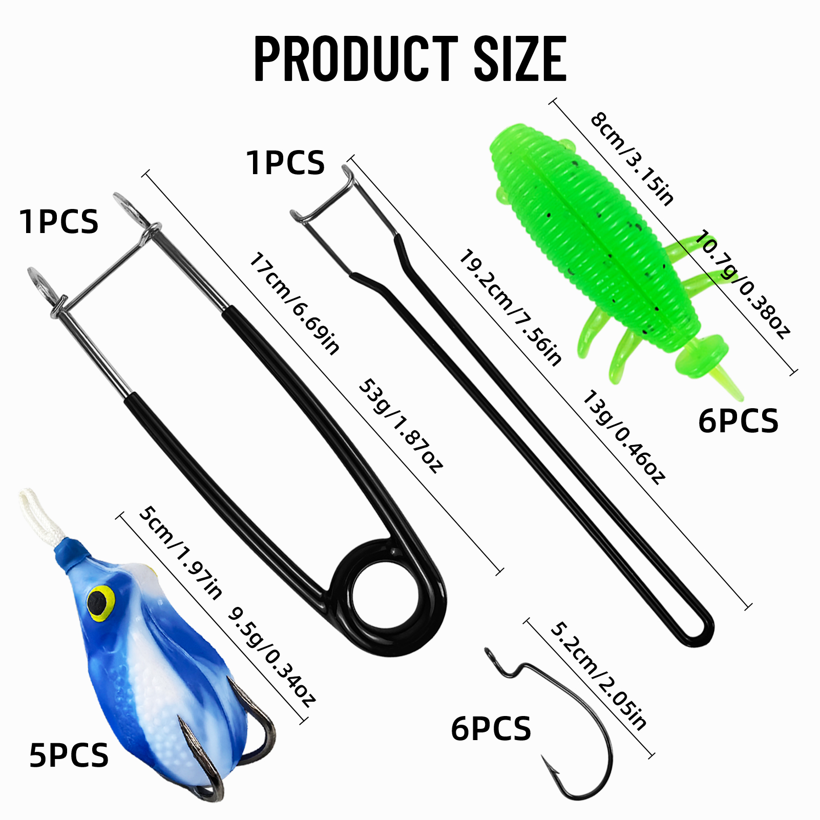 FREE FISHER 20pcs/Lot Thunder Frogs Kit,Topwater Soft Frog Baits Creature Lures,Offset Crankhooks with Fishing Tools Tackle Box