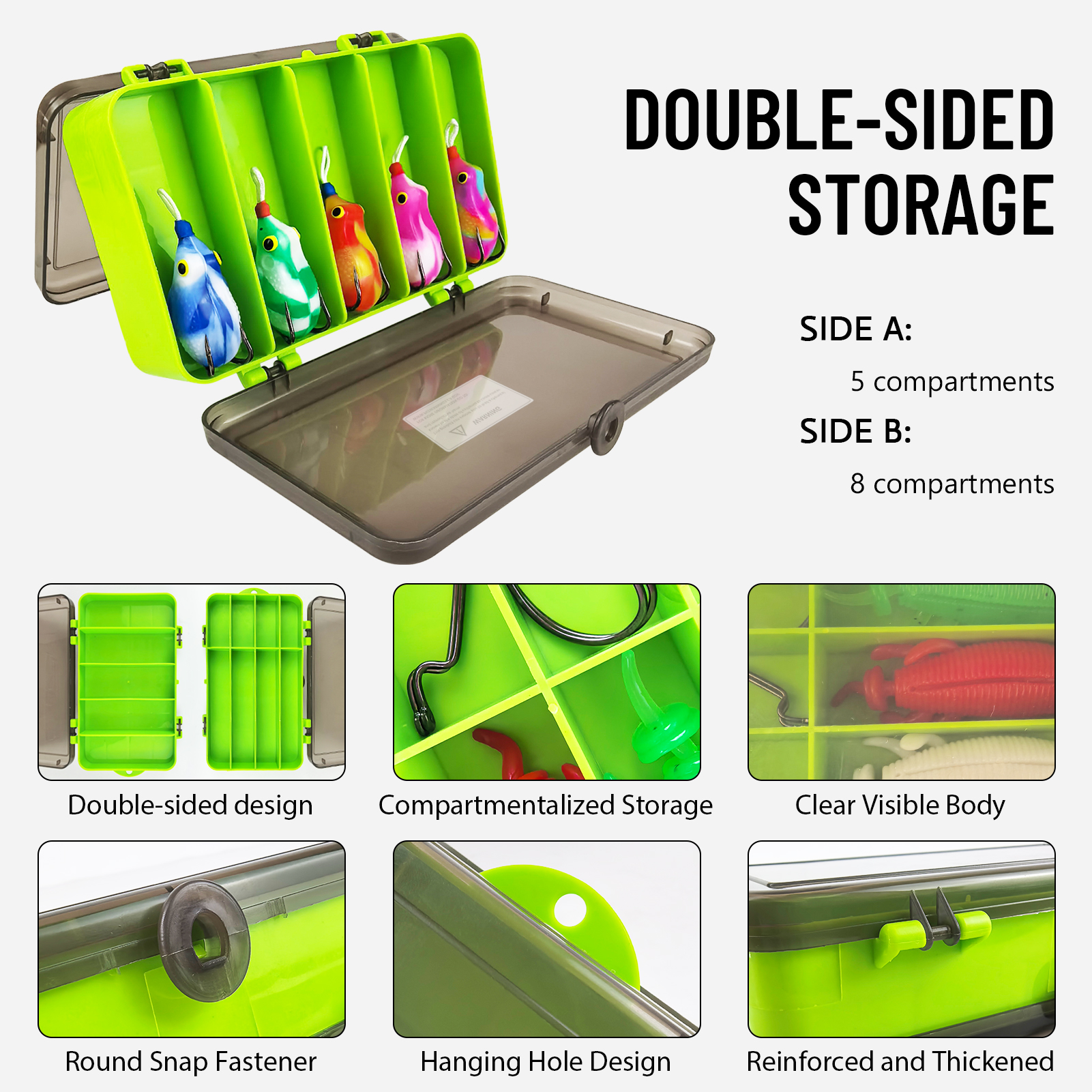 FREE FISHER 20pcs/Lot Thunder Frogs Kit,Topwater Soft Frog Baits Creature Lures,Offset Crankhooks with Fishing Tools Tackle Box