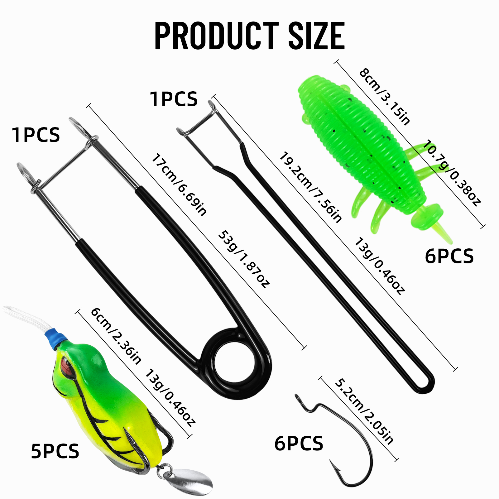 FREE FISHER 20pcs/Lot Thunder Frogs Kit,Topwater Soft Frog Baits Creature Lures,Offset Crankhooks with Fishing Tools Tackle Box