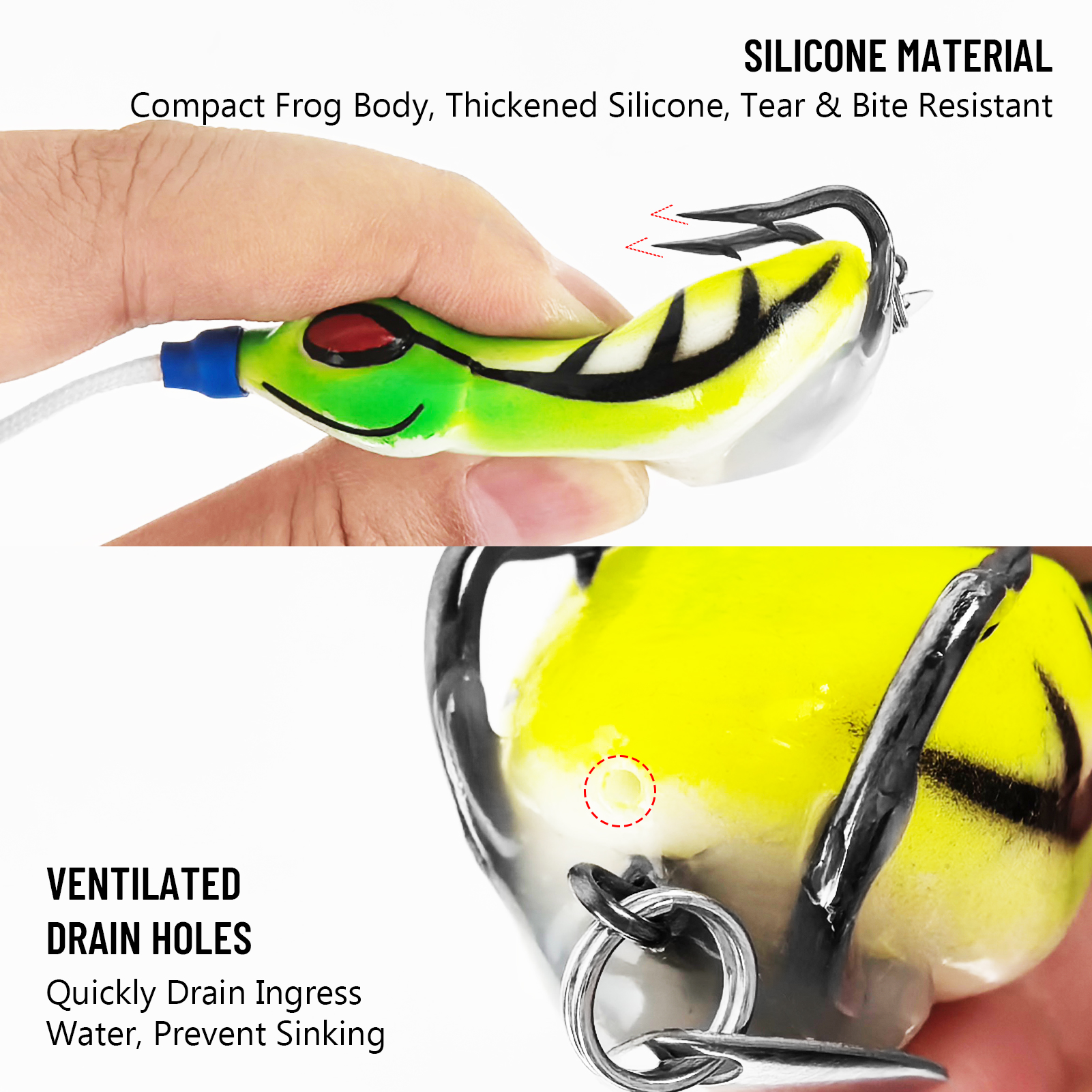 FREE FISHER 20pcs/Lot Thunder Frogs Kit,Topwater Soft Frog Baits Creature Lures,Offset Crankhooks with Fishing Tools Tackle Box