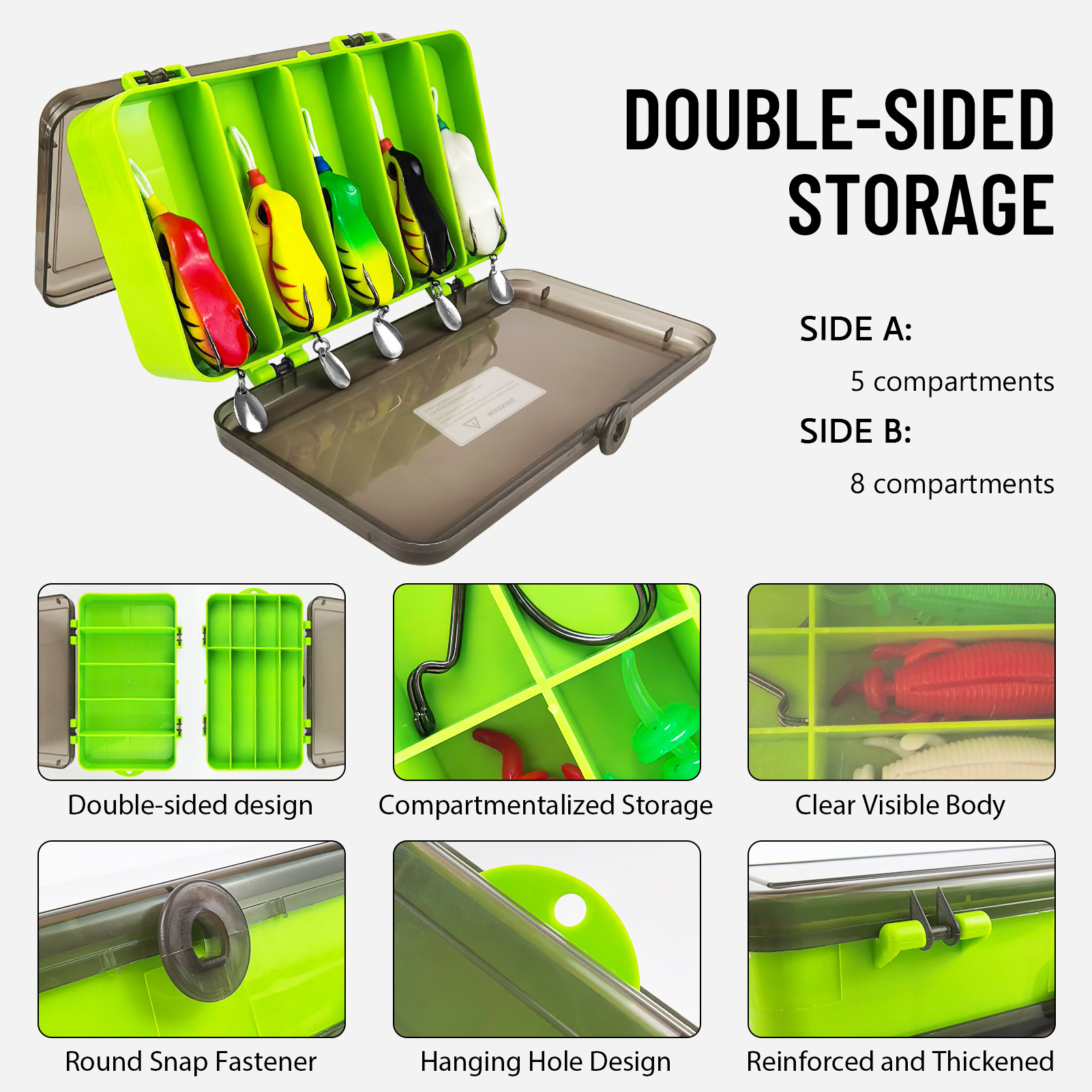 FREE FISHER 20pcs/Lot Thunder Frogs Kit,Topwater Soft Frog Baits Creature Lures,Offset Crankhooks with Fishing Tools Tackle Box