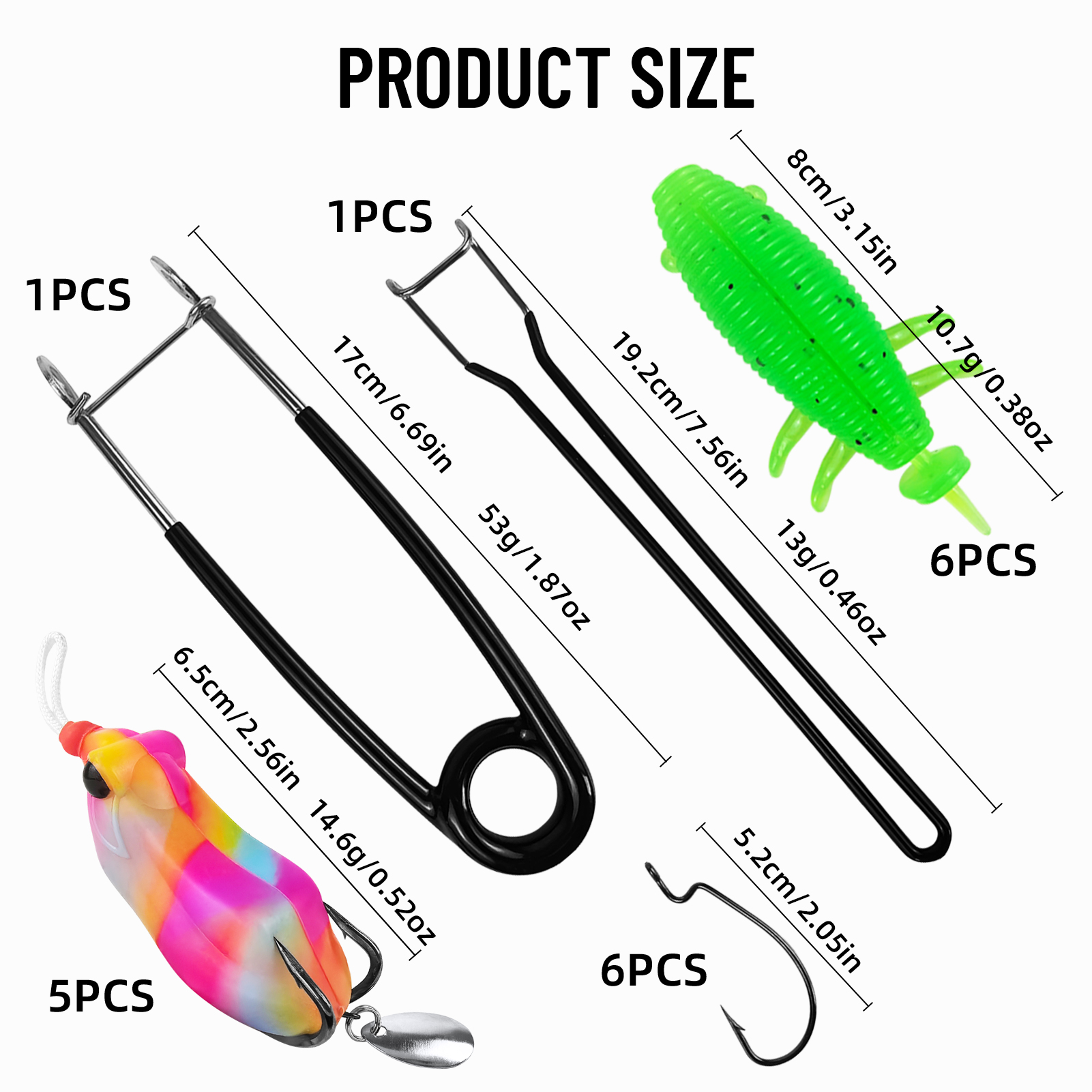 FREE FISHER 20pcs/Lot Thunder Frogs Kit,Topwater Soft Frog Baits Creature Lures,Offset Crankhooks with Fishing Tools Tackle Box