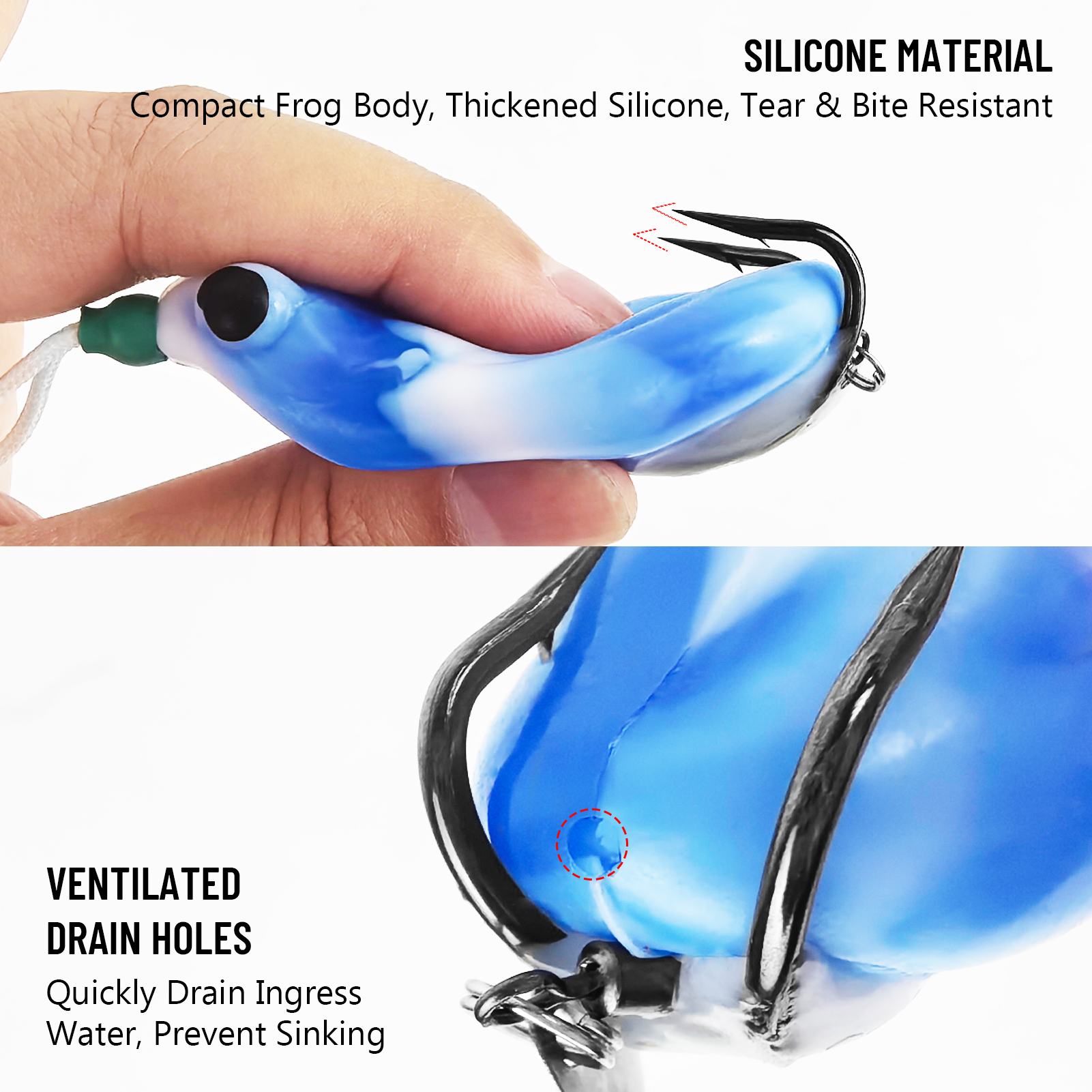 FREE FISHER 20pcs/Lot Thunder Frogs Kit,Topwater Soft Frog Baits Creature Lures,Offset Crankhooks with Fishing Tools Tackle Box