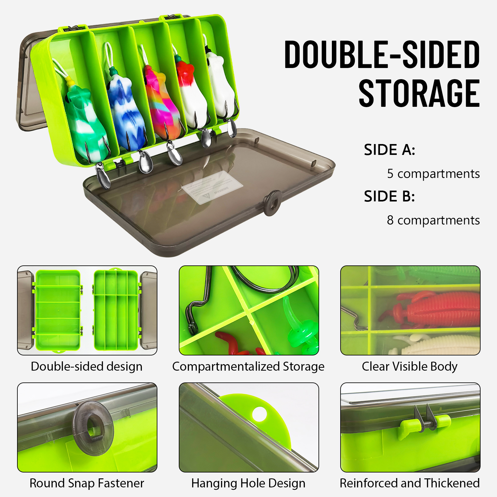 FREE FISHER 20pcs/Lot Thunder Frogs Kit,Topwater Soft Frog Baits Creature Lures,Offset Crankhooks with Fishing Tools Tackle Box