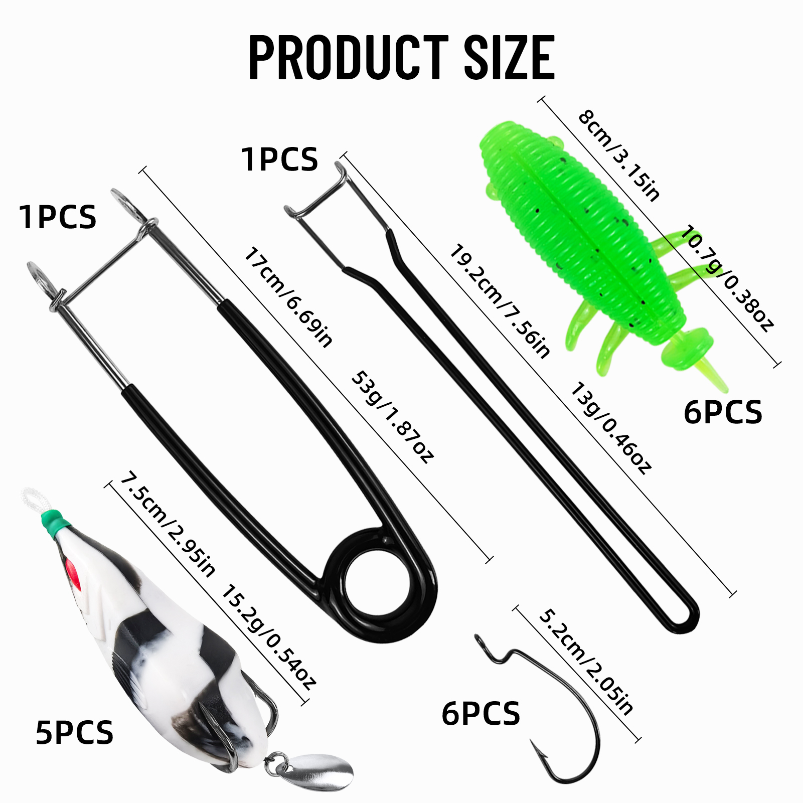 FREE FISHER 20pcs/Lot Thunder Frogs Kit,Topwater Soft Frog Baits Creature Lures,Offset Crankhooks with Fishing Tools Tackle Box