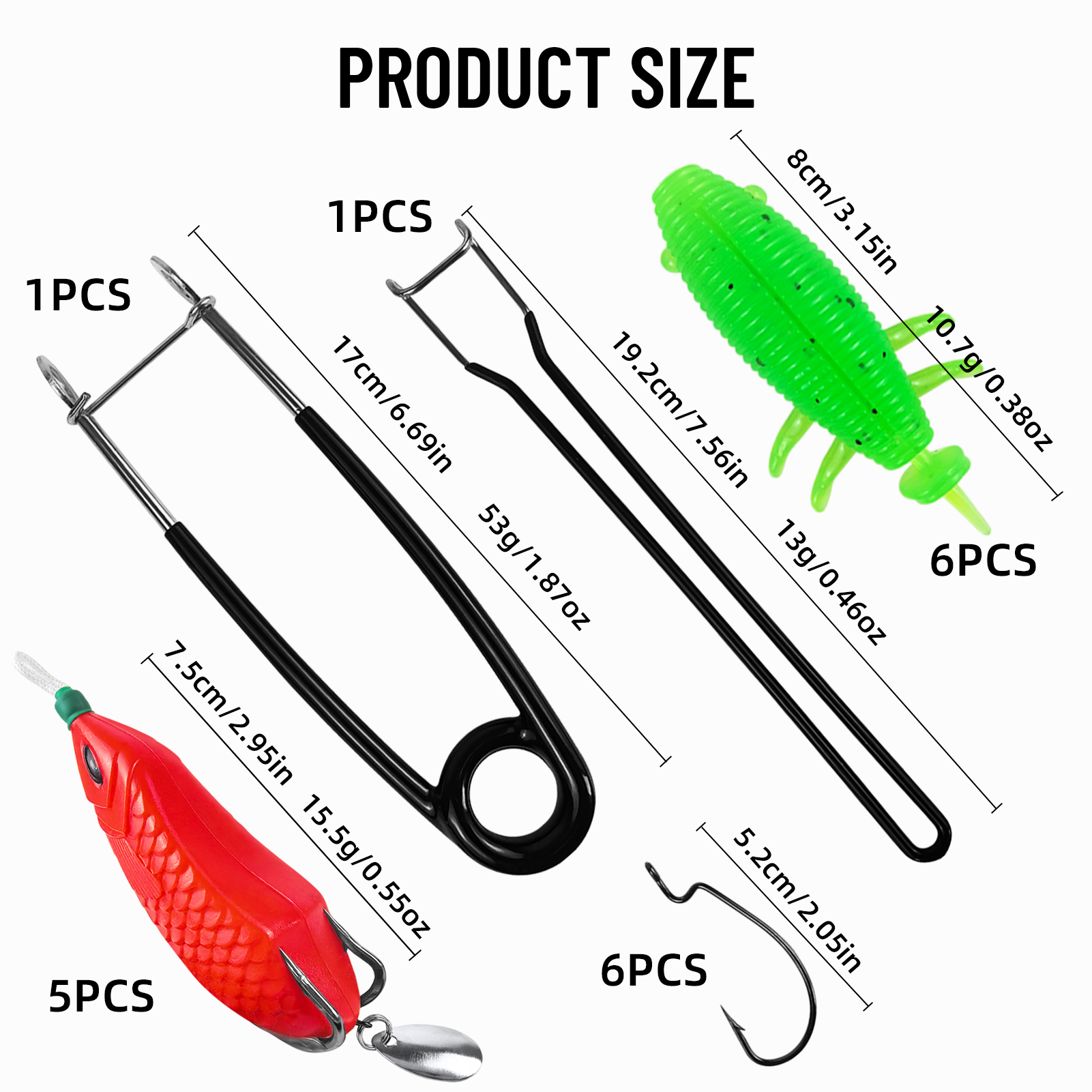 FREE FISHER 20pcs/Lot Thunder Frogs Kit,Topwater Soft Frog Baits Creature Lures,Offset Crankhooks with Fishing Tools Tackle Box