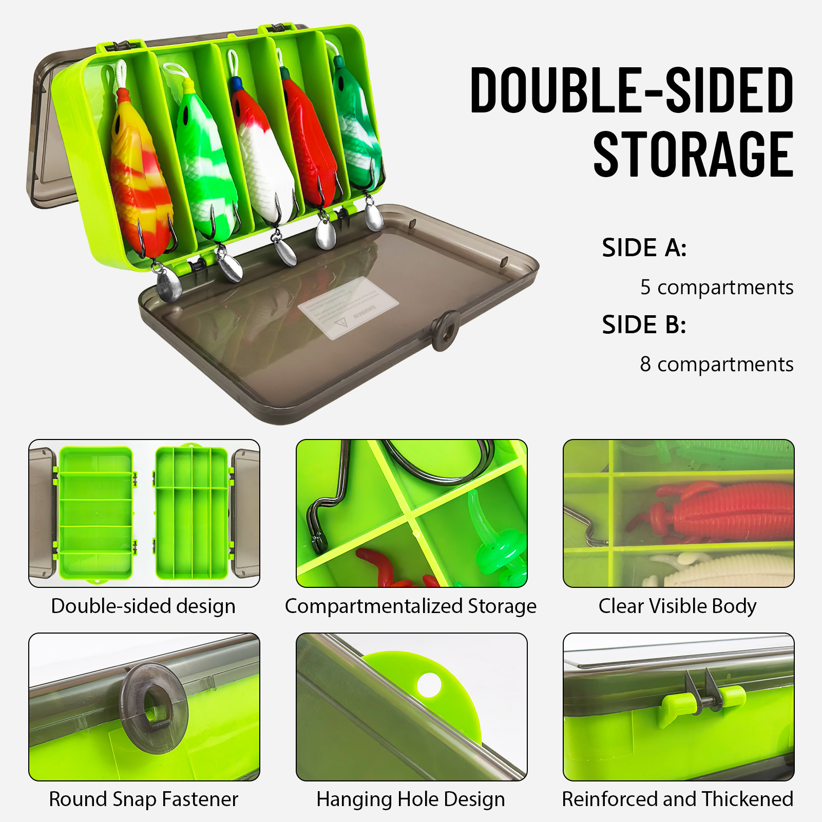 FREE FISHER 20pcs/Lot Thunder Frogs Kit,Topwater Soft Frog Baits Creature Lures,Offset Crankhooks with Fishing Tools Tackle Box