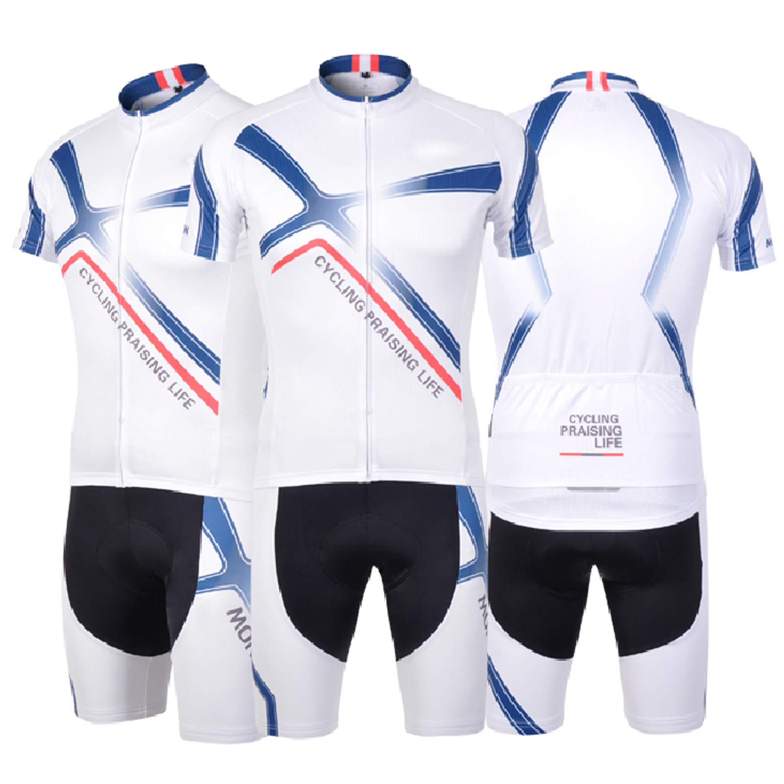 FREE FISHER Short Sleeve Mens Cycling Jersey Set Quick-Dry Breathable Bicycle Riding Wear for MTB Roading Biking 3D Silicone Cushion Shorts