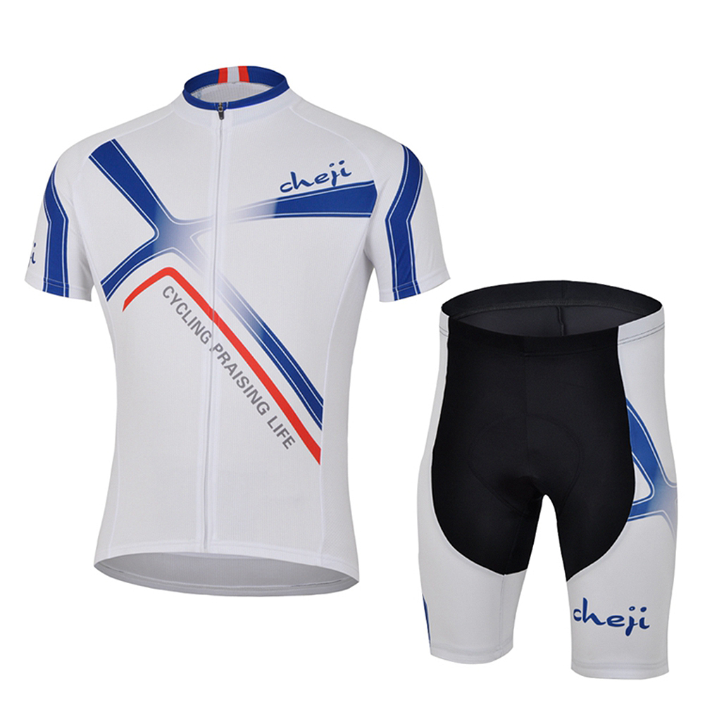 FREE FISHER Short Sleeve Mens Cycling Jersey Set Quick-Dry Breathable Bicycle Riding Wear for MTB Roading Biking 3D Silicone Cushion Shorts