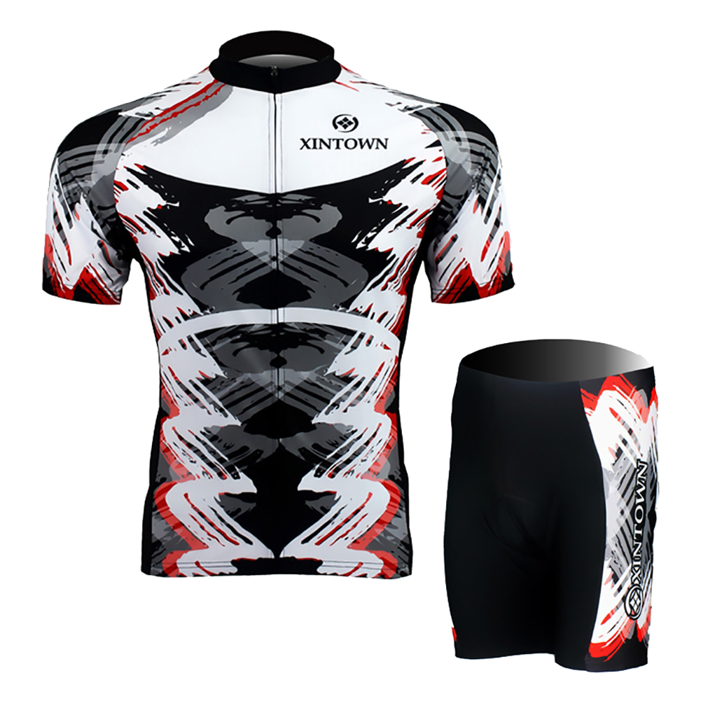 FREE FISHER MTB Road Biking Wear Short Sleeve Mens Cycling Jersey Set Quick-Dry Breathable Bicycle Cloyhing with 3D Silicone Cushion Shorts