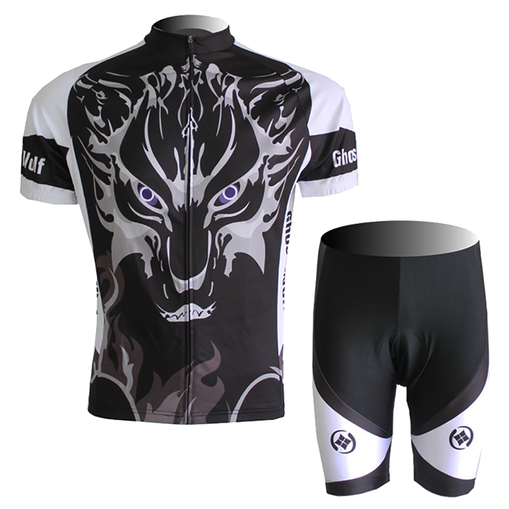 FREE FISHER Mens Biking Wear Short Sleeve MTB Road Cycling Jersey Set Quick-Dry Breathable Bicycle Cloyhing with 3D Silicone Cushion Shorts