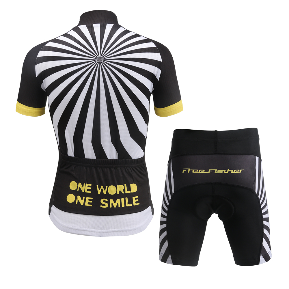 FREE FISHER Children's Cycling Jersey Set Short Sleeve Quick-dry Tops with 3D Padded Shorts Cartoon Print Breathable Boys Bike Wear