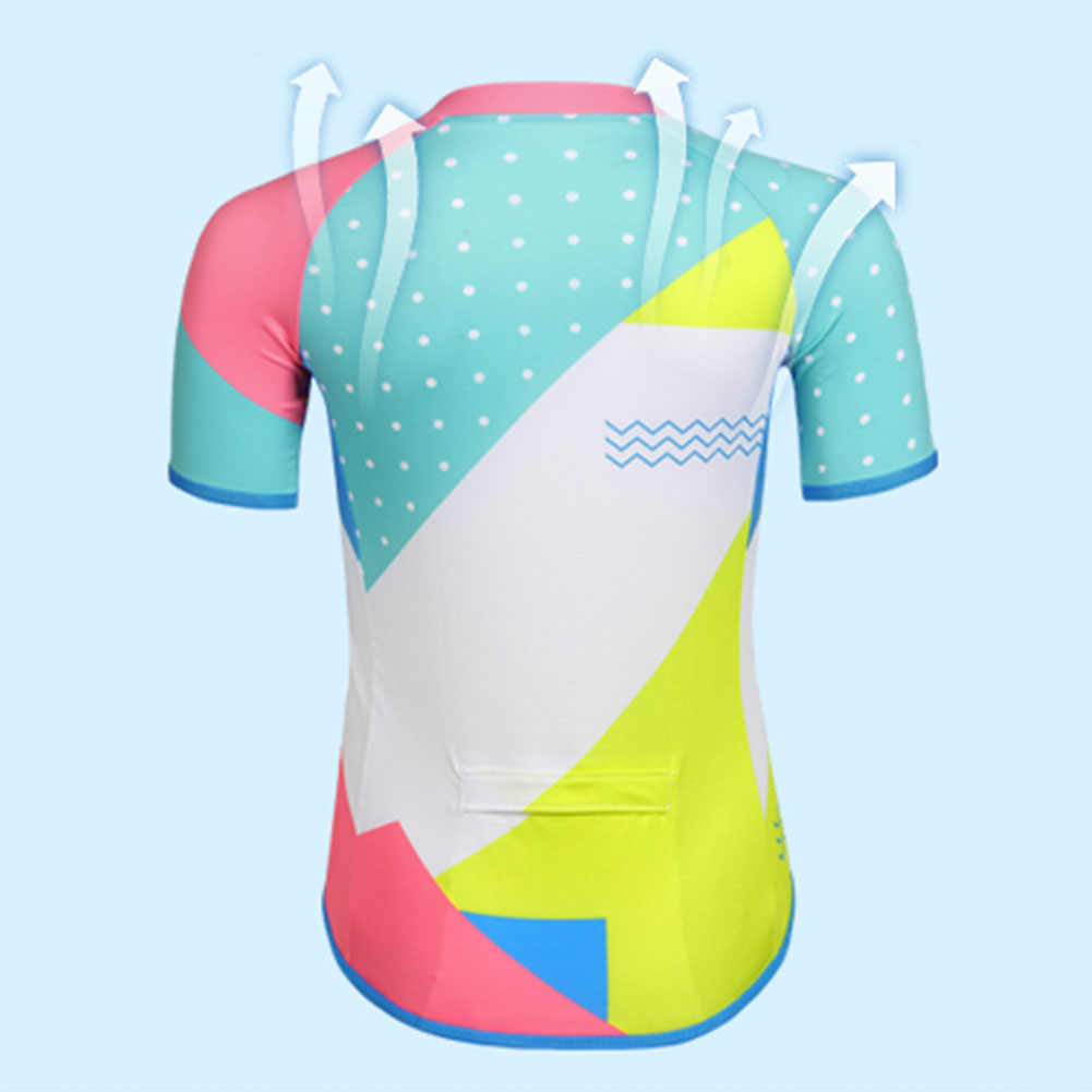 FREE FISHER Geometric Patterns Children's Cycling Suits Short Sleeve Quick-day Bicycle Jersey with Gel Pad Shorts MTB Road Riding Bike Wear