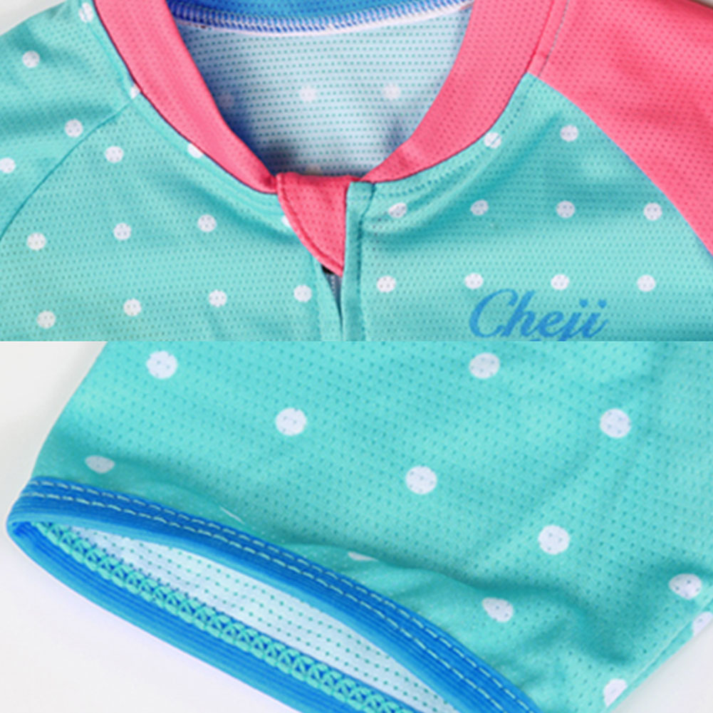 FREE FISHER Geometric Patterns Children's Cycling Suits Short Sleeve Quick-day Bicycle Jersey with Gel Pad Shorts MTB Road Riding Bike Wear