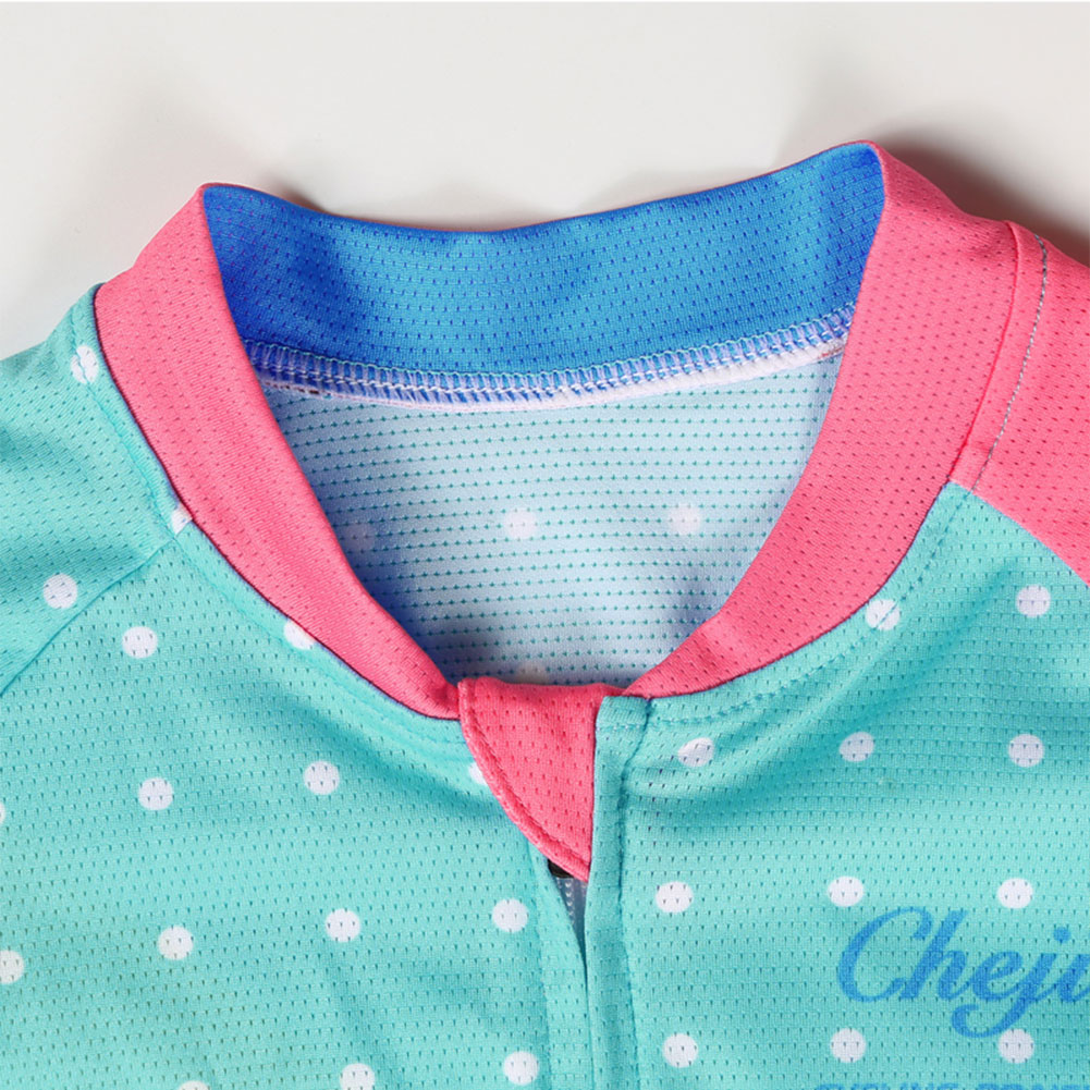 FREE FISHER Geometric Patterns Children's Cycling Suits Short Sleeve Quick-day Bicycle Jersey with Gel Pad Shorts MTB Road Riding Bike Wear