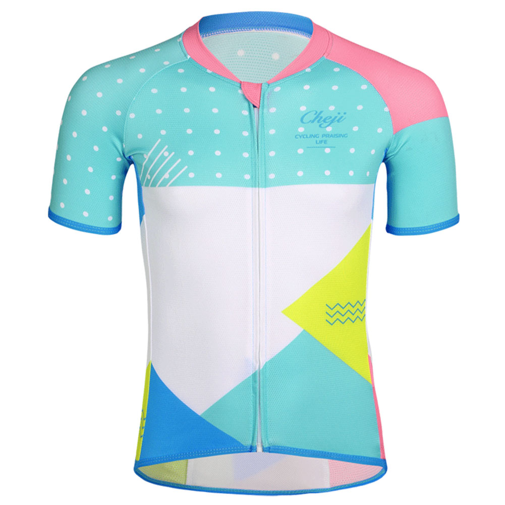 FREE FISHER Geometric Patterns Children's Cycling Suits Short Sleeve Quick-day Bicycle Jersey with Gel Pad Shorts MTB Road Riding Bike Wear