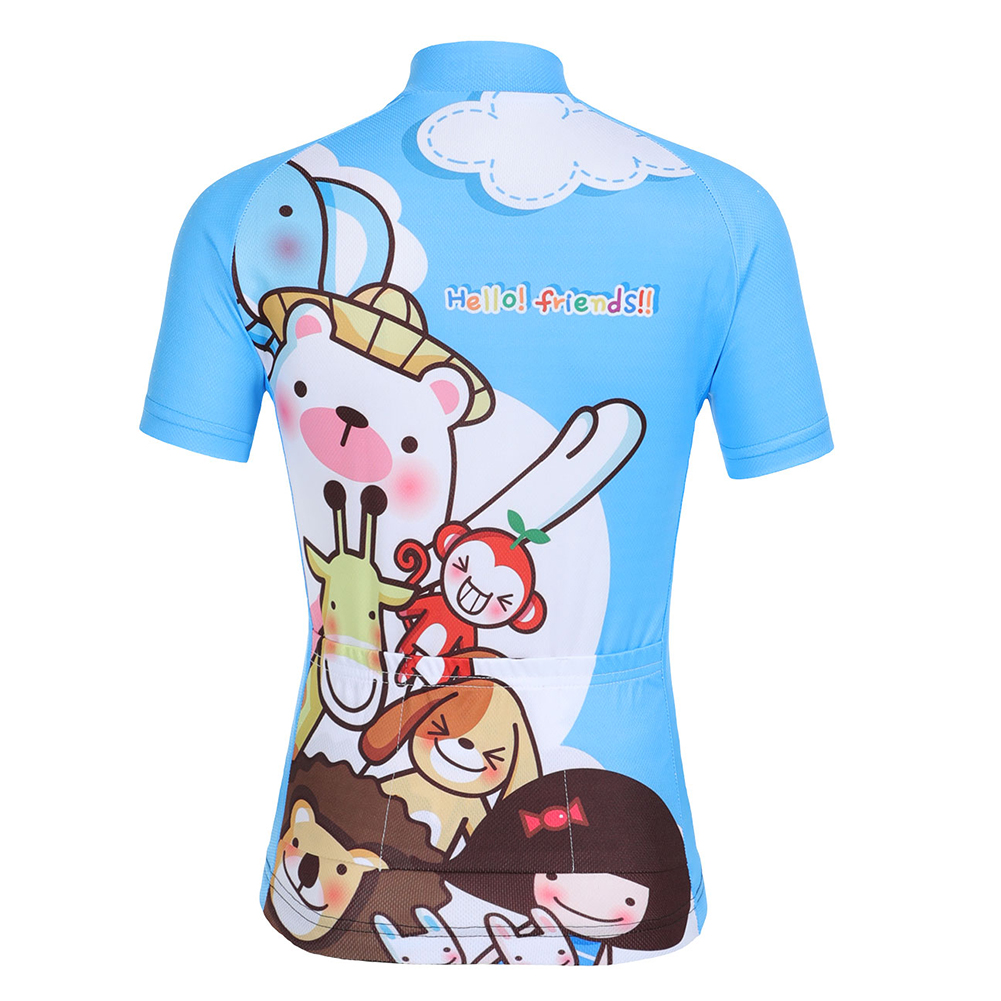 FREE FISHER Children's Cycling Suits Animals Print Short Sleeve Quick-day Bicycle Jersey with Gel Pad Shorts MTB Road Riding Bike Wear