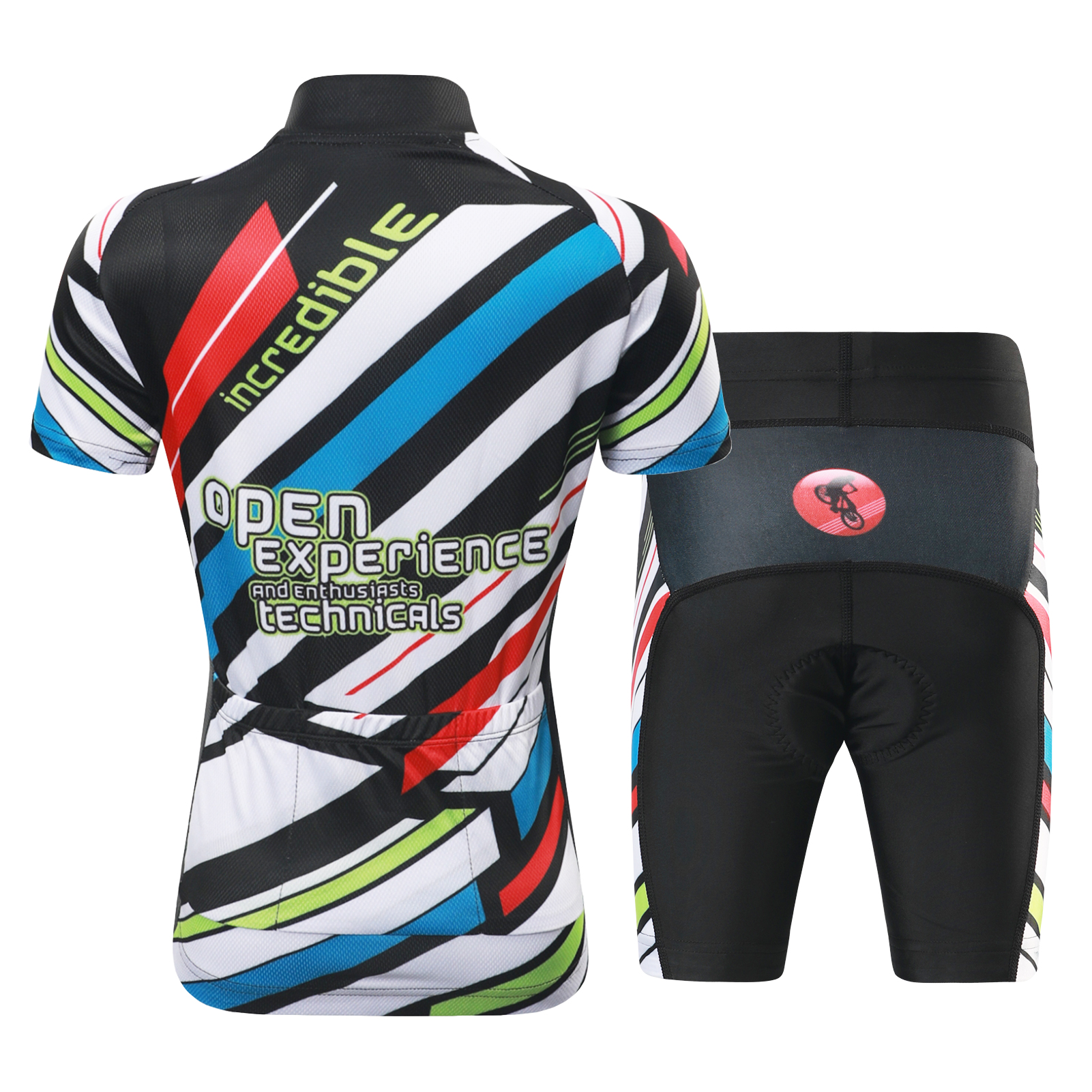 FREE FISHER Cycling Jersey Set for Children Short Sleeve Cartoon Print Quick Dry Boys Girls Bike Wear MTB Road Riding Bicycle Tops Shorts Set