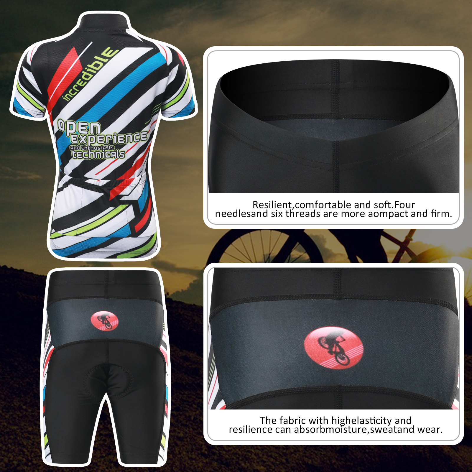 FREE FISHER Cycling Jersey Set for Children Short Sleeve Cartoon Print Quick Dry Boys Girls Bike Wear MTB Road Riding Bicycle Tops Shorts Set